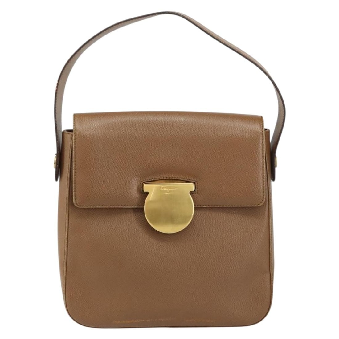 Brown Leather Salvatore Ferragamo Women's Vintage Purse 21cm: Brown Leather Salvatore Ferragamo Women's Vintage Purse 21cm This vintage Salvatore Ferragamo handbag for women features brown leather construction with visible signs of wear including rubbing, slight