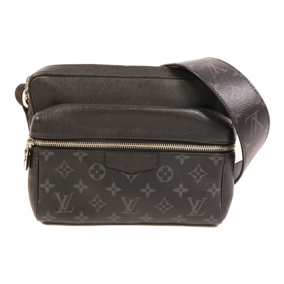 Louis Vuitton Monogram Eclipse Taiga Messenger Bag: Louis Vuitton Monogram Eclipse Taiga Messenger Bag This Louis Vuitton LV Outdoor Messenger Shoulder Bag features the Monogram Eclipse Taiga design, crafted from durable PVC coated canvas in black. Des