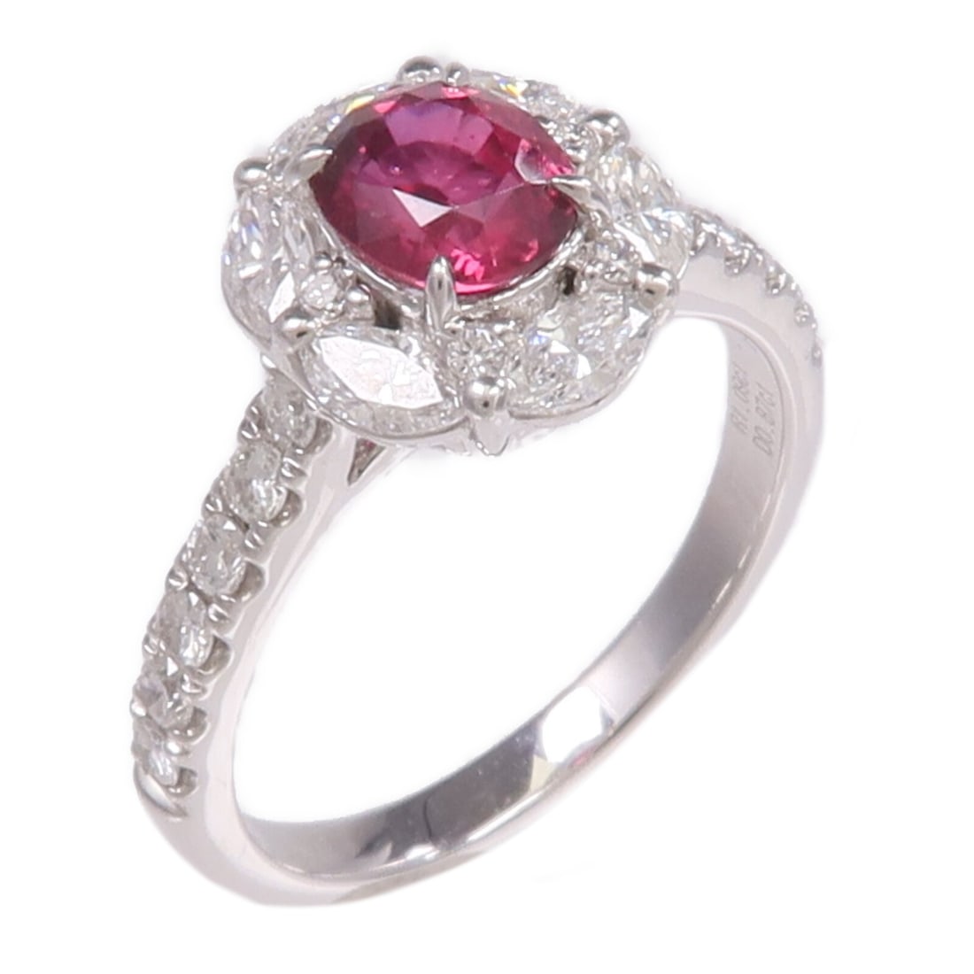 JEWELRY Pt950 Platinum Ruby Diamond Ring US 6.25 (1 of 9)