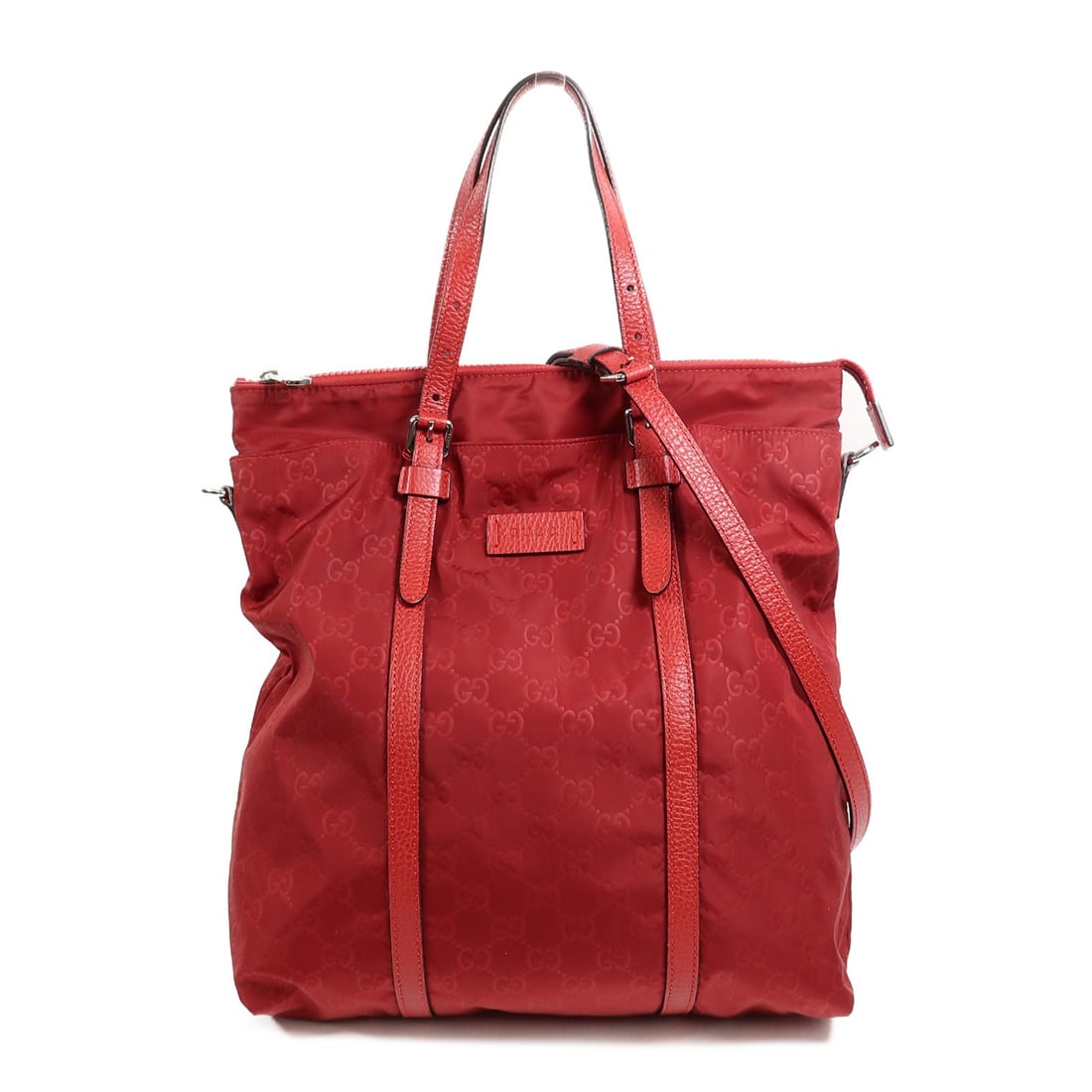 Gucci GG Nylon Red 2 Way Shoulder Bag: Gucci GG Nylon Red 2 Way Shoulder Bag This GUCCI 2-way shoulder bag features a versatile design crafted from durable red nylon. It offers the option to be carried as a shoulder bag or by hand, making 