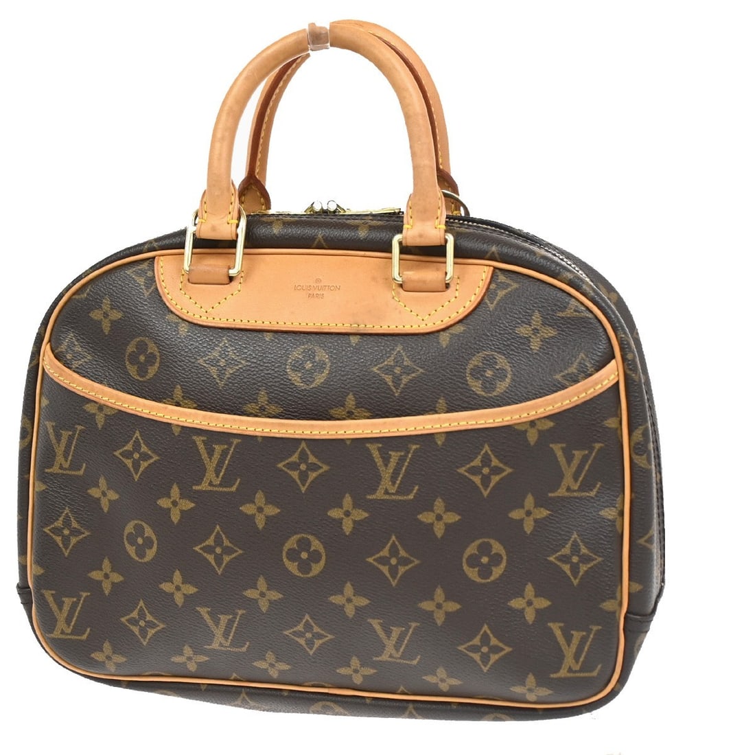 Louis Vuitton Trouville Brown Leather Handbag: Louis Vuitton Trouville Brown Leather Handbag This Louis Vuitton Trouville handbag features the iconic monogram canvas design in brown leather. Designed for unisex use, it offers a spacious interior a