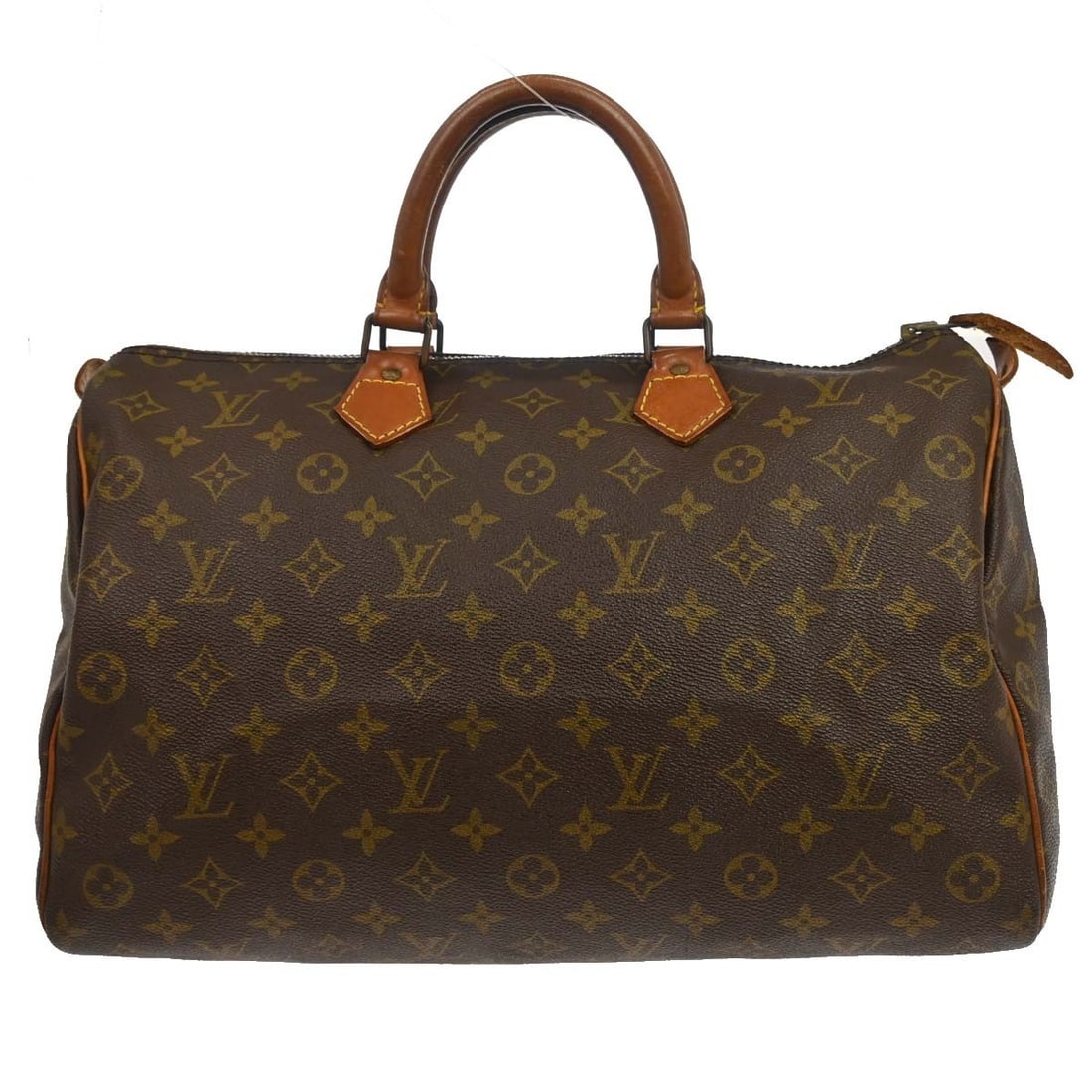 Louis Vuitton Speedy 35 Monogram Brown Satchel Bag: Louis Vuitton Speedy 35 Monogram Brown Satchel Bag This Louis Vuitton Speedy 35 handbag features the iconic monogram pattern on brown leather, complemented by double leather handles and gold-tone hard