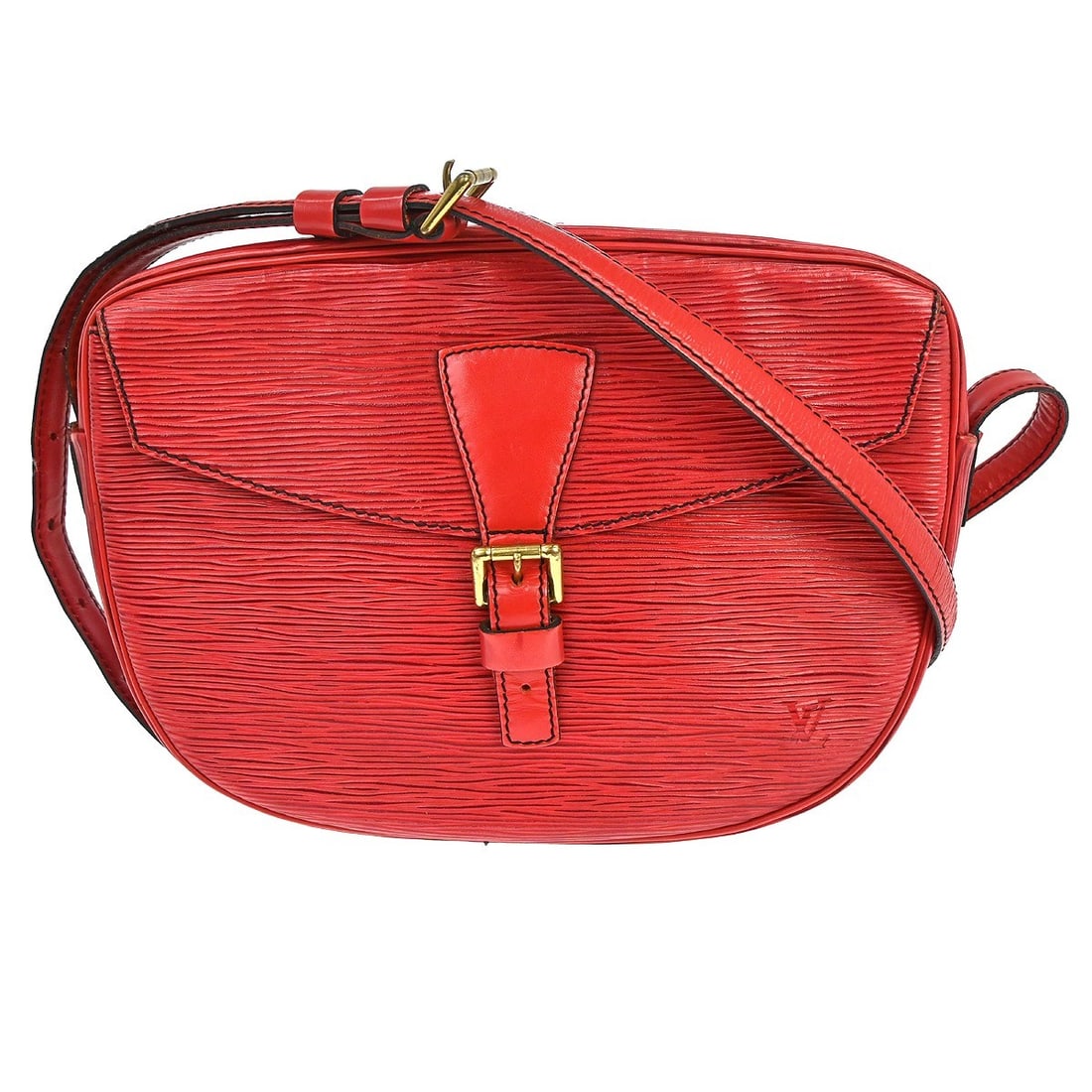 Louis Vuitton Jeune Fille MM Epi Leather Red Shoulder Bag: Louis Vuitton Jeune Fille MM Epi Leather Red Shoulder Bag This Louis Vuitton Jeune Fille MM shoulder bag features the iconic Epi leather in a striking red exterior with black crossbody strap and linin