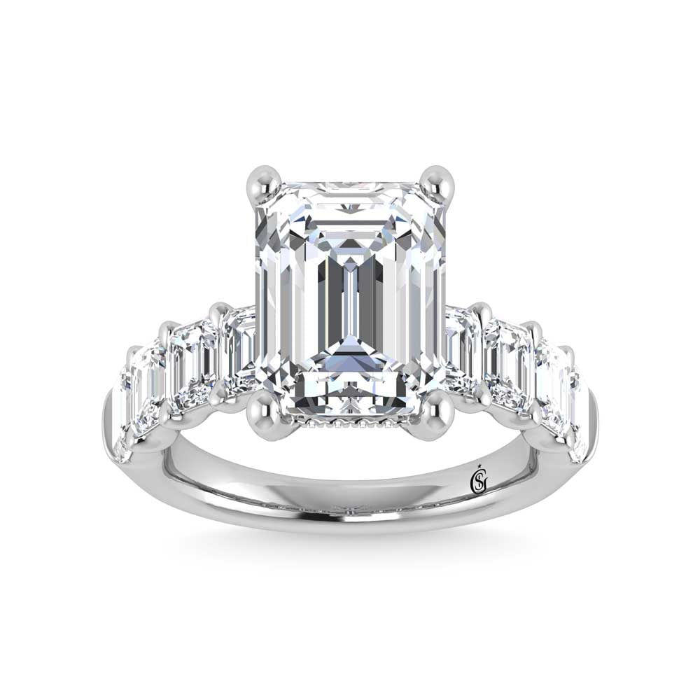 14K White Gold Lab Grown Diamond 5 3/4 Ct.Tw. Engagement Ring (IGI Certified Center 4ct): 14K White Gold Lab Grown Diamond 5 3/4 Ct.Tw. Engagement Ring (IGI Certified Center 4ct) Discover subtle brilliance and modern elegance with our Hidden Halo Diamond Engagement Ring. This elegant engag