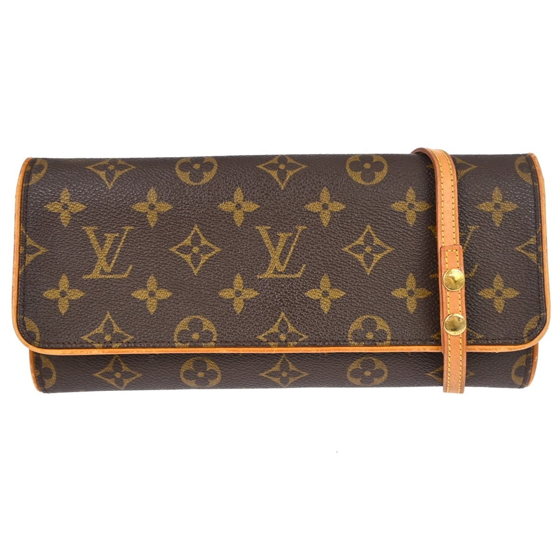 Louis Vuitton Pochette Twin GM Monogram Crossbody Bag: Louis Vuitton Pochette Twin GM Monogram Crossbody Bag This Louis Vuitton Pochette Twin GM crossbody bag features the iconic Monogram canvas leather exterior with a brown finish and logo accents. Desig
