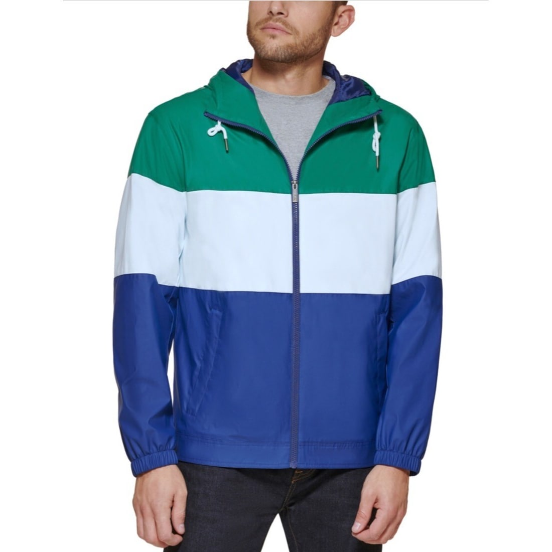 Club Room Men's Lightweight Multicolored Bomber Jacket Size L (1 of 3)