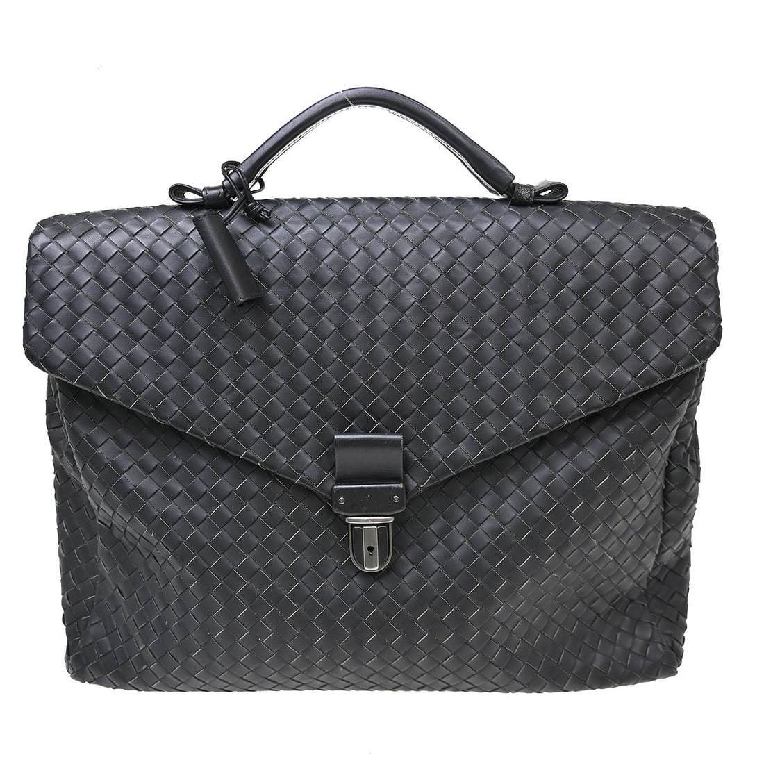 Bottega Veneta leather briefcase handbag Intrecciato black 17 in (1 of 10)