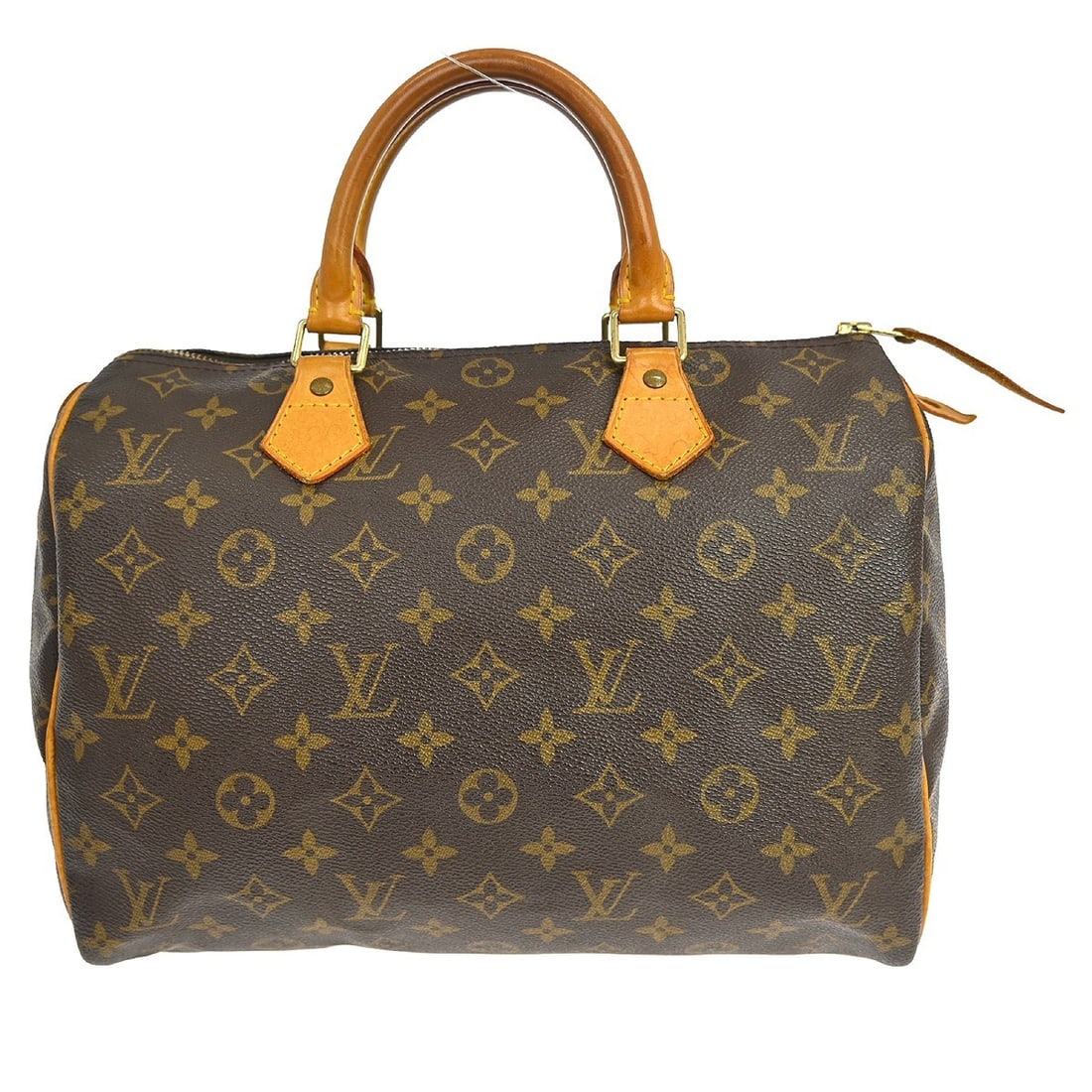 Louis Vuitton Speedy 30 Monogram Canvas Satchel Handbag: Louis Vuitton Speedy 30 Monogram Canvas Satchel Handbag This Louis Vuitton Speedy 30 handbag features the classic monogram canvas design with beige double leather handles and a zip closure. The bag is
