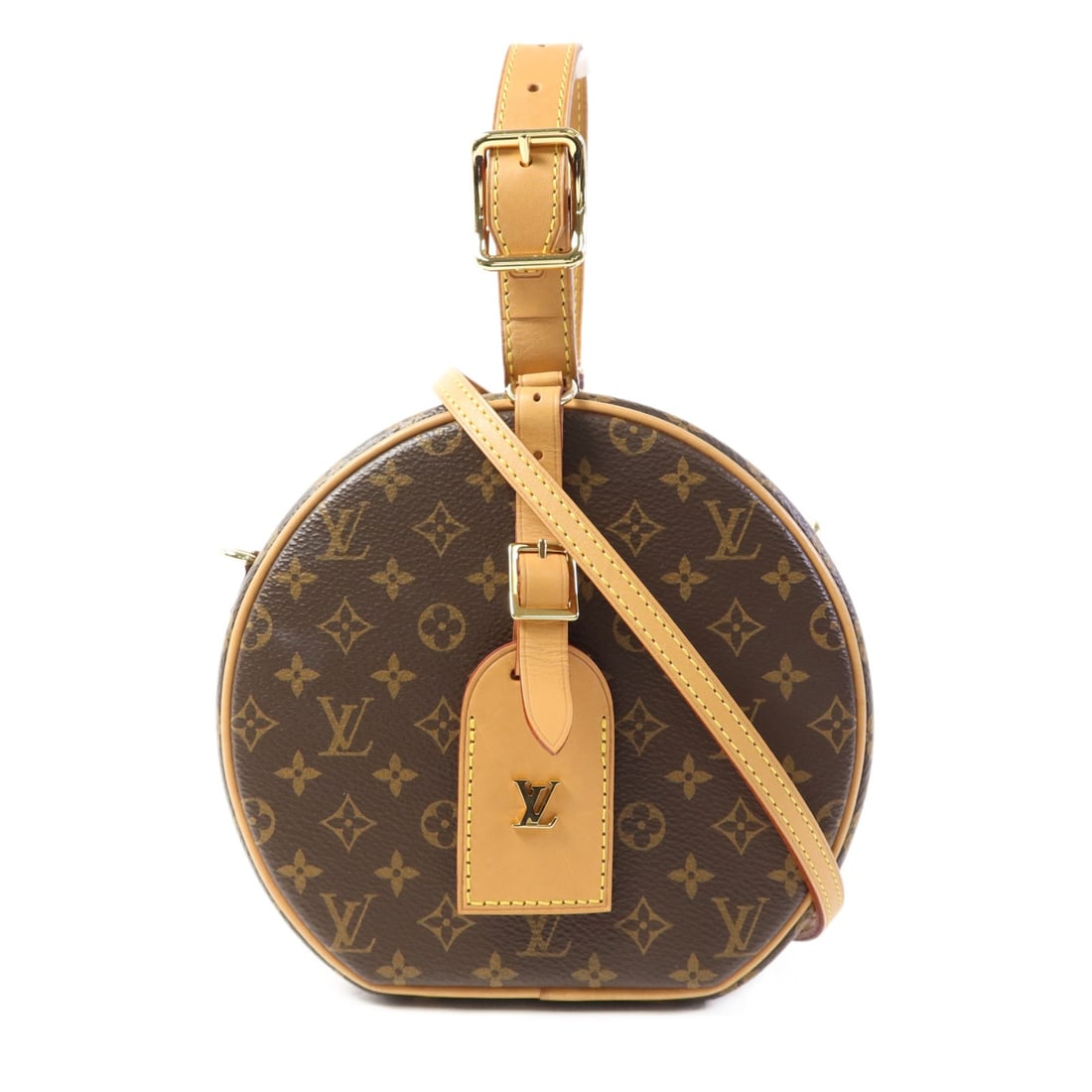 Louis Vuitton Petite Boite Chapeau Brown PVC Coated Canvas Shoulder Bag: Louis Vuitton Petite Boite Chapeau Brown PVC Coated Canvas Shoulder Bag This Louis Vuitton Petite Boite Chapeau is a versatile 2-way shoulder bag designed for women. Crafted in France, it features Lou