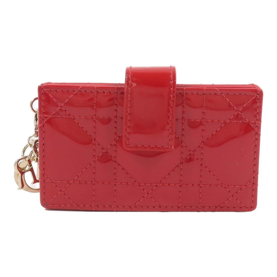 Dior red patent leather card case GHW: Dior red patent leather card case GHW This Christian Dior card case is crafted from red patent leather and features gold hardware accents. Designed for women, it provides a stylish way to organize car