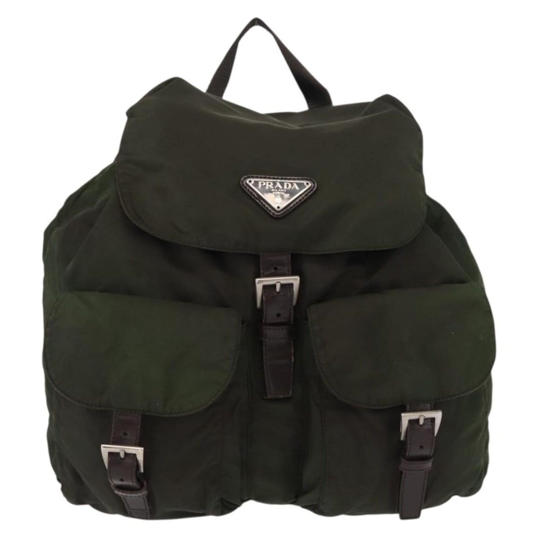 Prada Tessuto Khaki Nylon Backpack with Double Front Pockets (1 of 18)