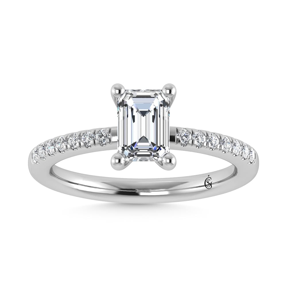 14K White Gold Lab Grown Diamond 1 7/8 Ct.Tw. IGI Certified Emerald Shape Hidden Halo Engagement: 14K White Gold Lab Grown Diamond 1 7/8 Ct.Tw. IGI Certified Emerald Shape Hidden Halo Engagement Ring (IGI Certified Center 1 1/2ct) Discover subtle brilliance and modern elegance with our Hidden Halo
