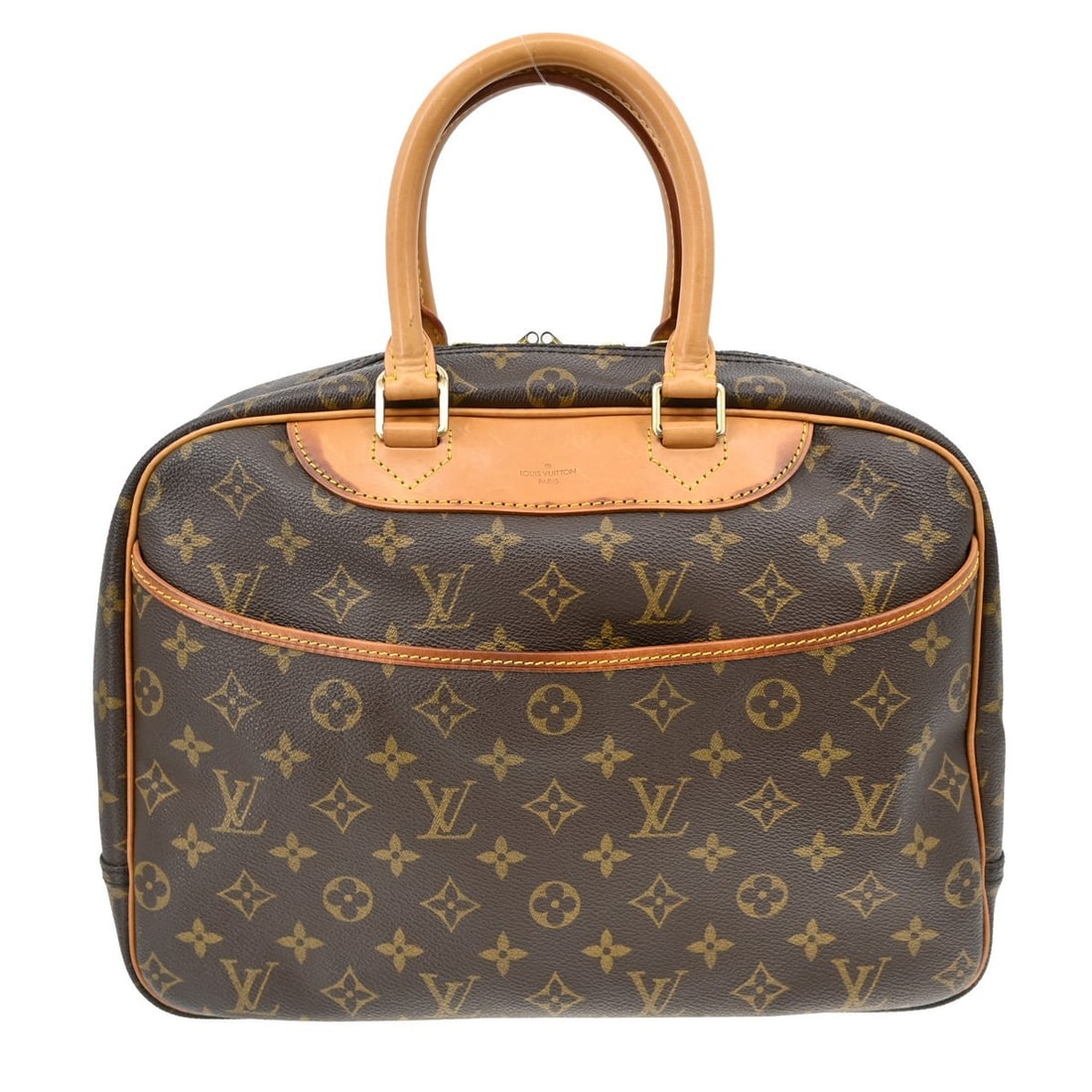 Louis Vuitton Monogram Canvas Deauville Vanity Handbag M47270: Louis Vuitton Monogram Canvas Deauville Vanity Handbag M47270 This Louis Vuitton Deauville Bowling Vanity Handbag features the iconic Monogram canvas leather exterior with beige double handles and zip
