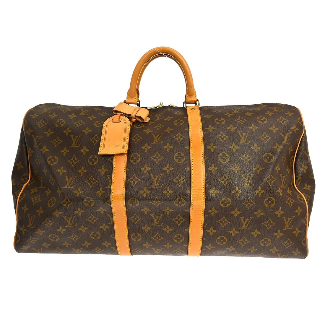 Louis Vuitton Keepall Canvas Travel Bag 55cm x 30cm x 25cm: Louis Vuitton Keepall Canvas Travel Bag 55cm x 30cm x 25cm This Louis Vuitton Keepall Bag features the iconic monogram canvas in brown and is designed for unisex use. Crafted in France, the bag shows 