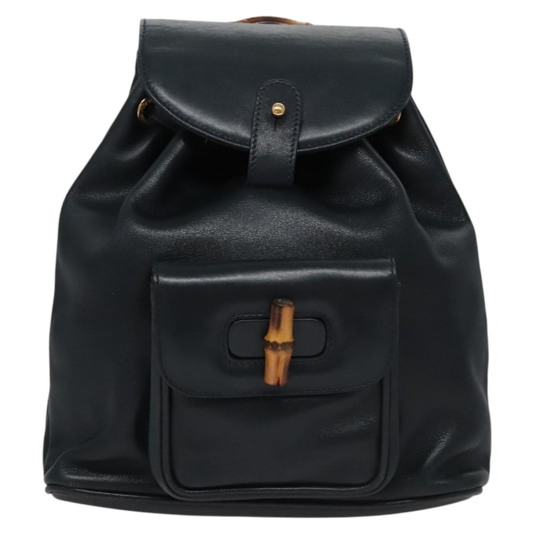 Black Leather Gucci Bamboo Backpack Vintage Womens Bag 21cm x 22cm x 6cm (1 of 18)