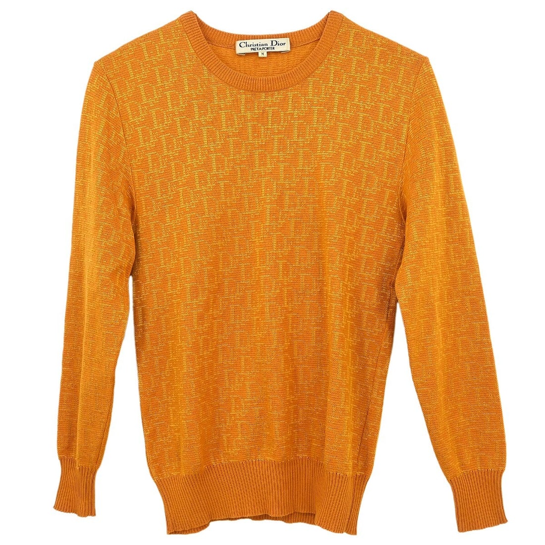 Christian Dior Light Brown Logo Long Sleeve Sweater #M: Christian Dior Light Brown Logo Long Sleeve Sweater #M Elevate your wardrobe with this Christian Dior Top Sweater, designed for casual occasions. This long-sleeve t-shirt features a round neckline and