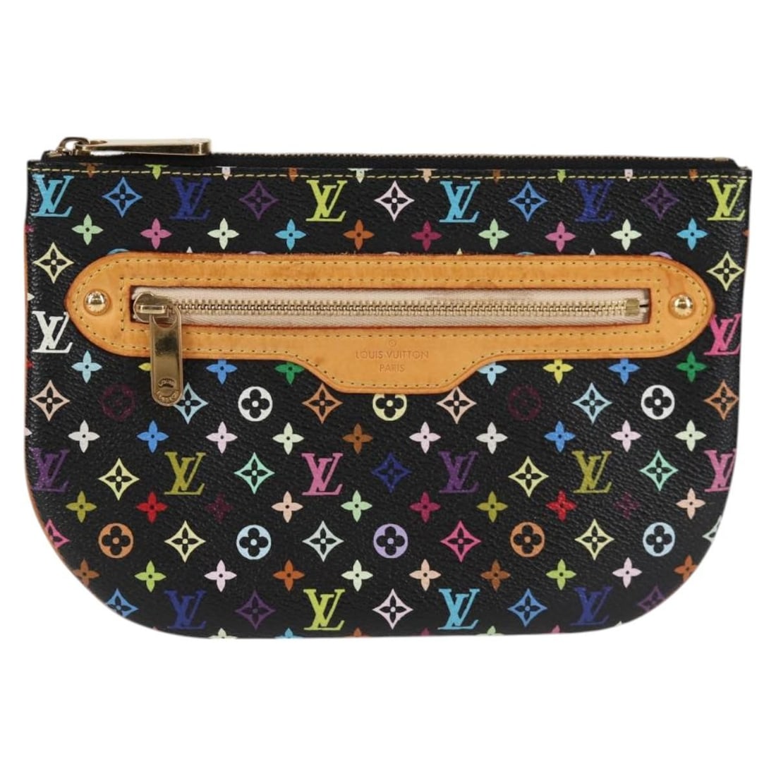Louis Vuitton Canvas Multicolor Pochette GM Bag for Women: Louis Vuitton Canvas Multicolor Pochette GM Bag for Women The Louis Vuitton Pochette GM Monogram Multicolor is a stylish women's pouch crafted from multicolored canvas. It features a spacious interior
