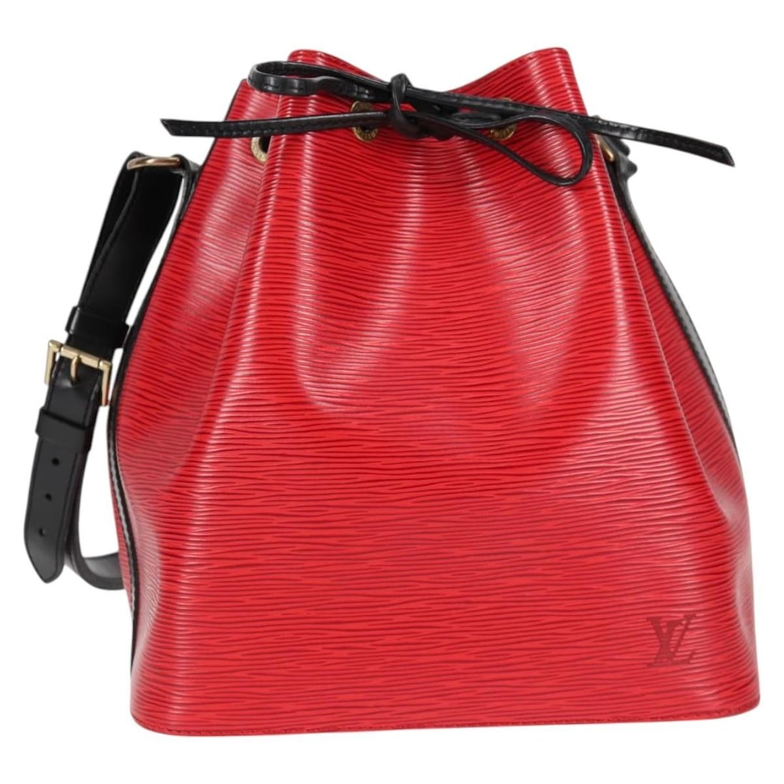 Louis Vuitton Red Epi Leather Petit Noe Bicolor Shoulder Bag: Louis Vuitton Red Epi Leather Petit Noe Bicolor Shoulder Bag The Louis Vuitton Bicolor Petit Noe Handbag is crafted from red Epi leather and designed for women. This handbag features a structured silh