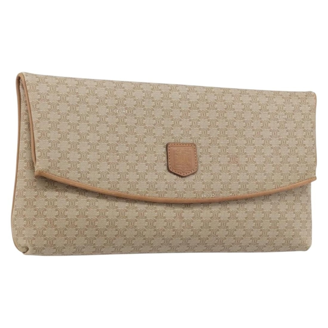 Celine C Macadam Beige PVC Pouch: Celine C Macadam Beige PVC Pouch This is a Celine C Macadam Pouch crafted from beige PVC with leather trim. Made in Italy, this pouch features the signature Macadam pattern and is designed for women. 