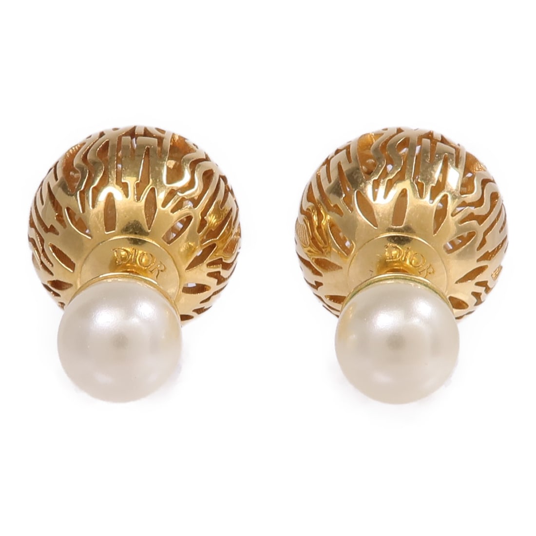 Dior Gold Metal Pierced Earrings: Dior Gold Metal Pierced Earrings These Christian Dior pierced earrings feature a gold-tone finish and are crafted from non-specified metal. Designed for women, they do not include any stones and are m