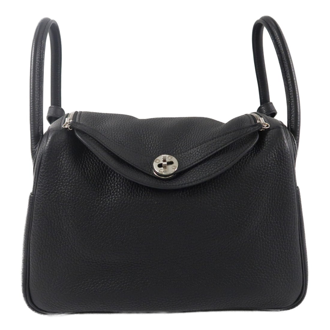 Hermes Lindy 30 Black Taurillon Clemence Shoulder Bag: Hermes Lindy 30 Black Taurillon Clemence Shoulder Bag This Hermes Lindy 30 is a versatile 2-way shoulder bag crafted from Taurillon Clemence calfskin leather in a classic black color. Designed for wom