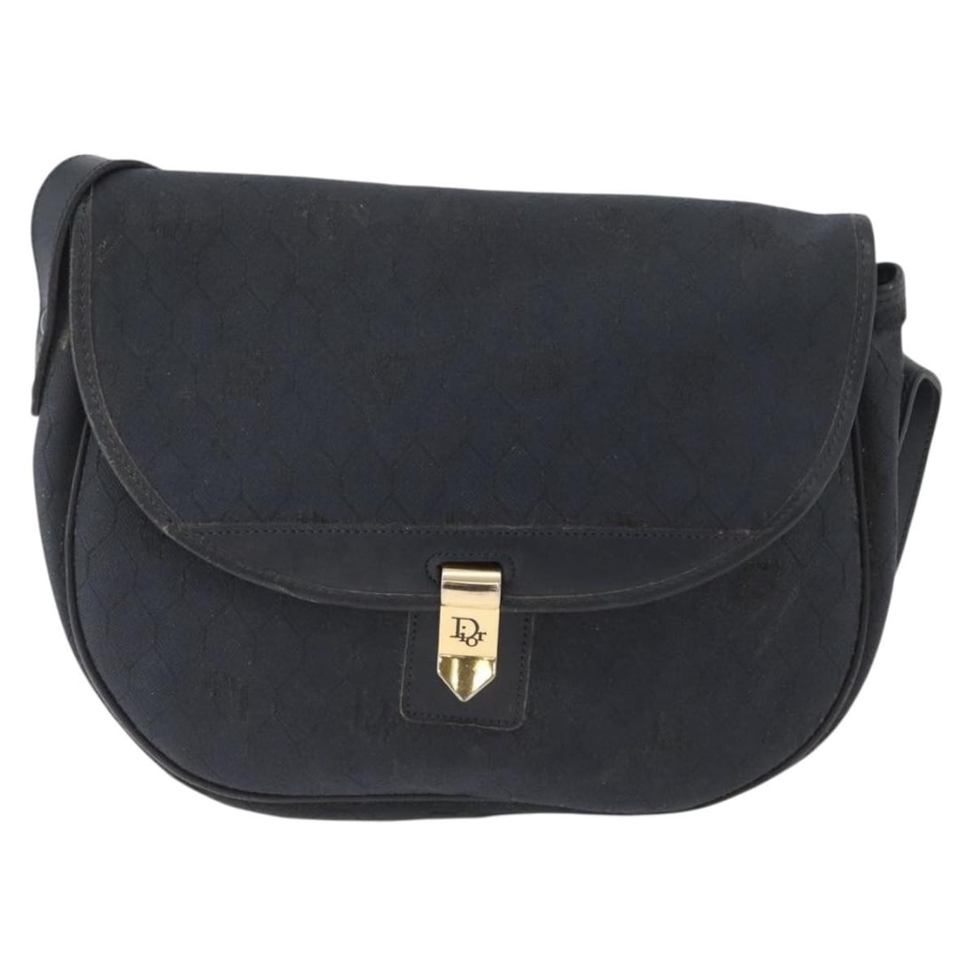 Christian Dior Black Canvas Honeycomb Pattern Vintage Flap Shoulder Bag: Christian Dior Black Canvas Honeycomb Pattern Vintage Flap Shoulder Bag This Christian Dior vintage Honeycomb Flap crossbody bag is crafted from black canvas with leather accents. Designed for women, 