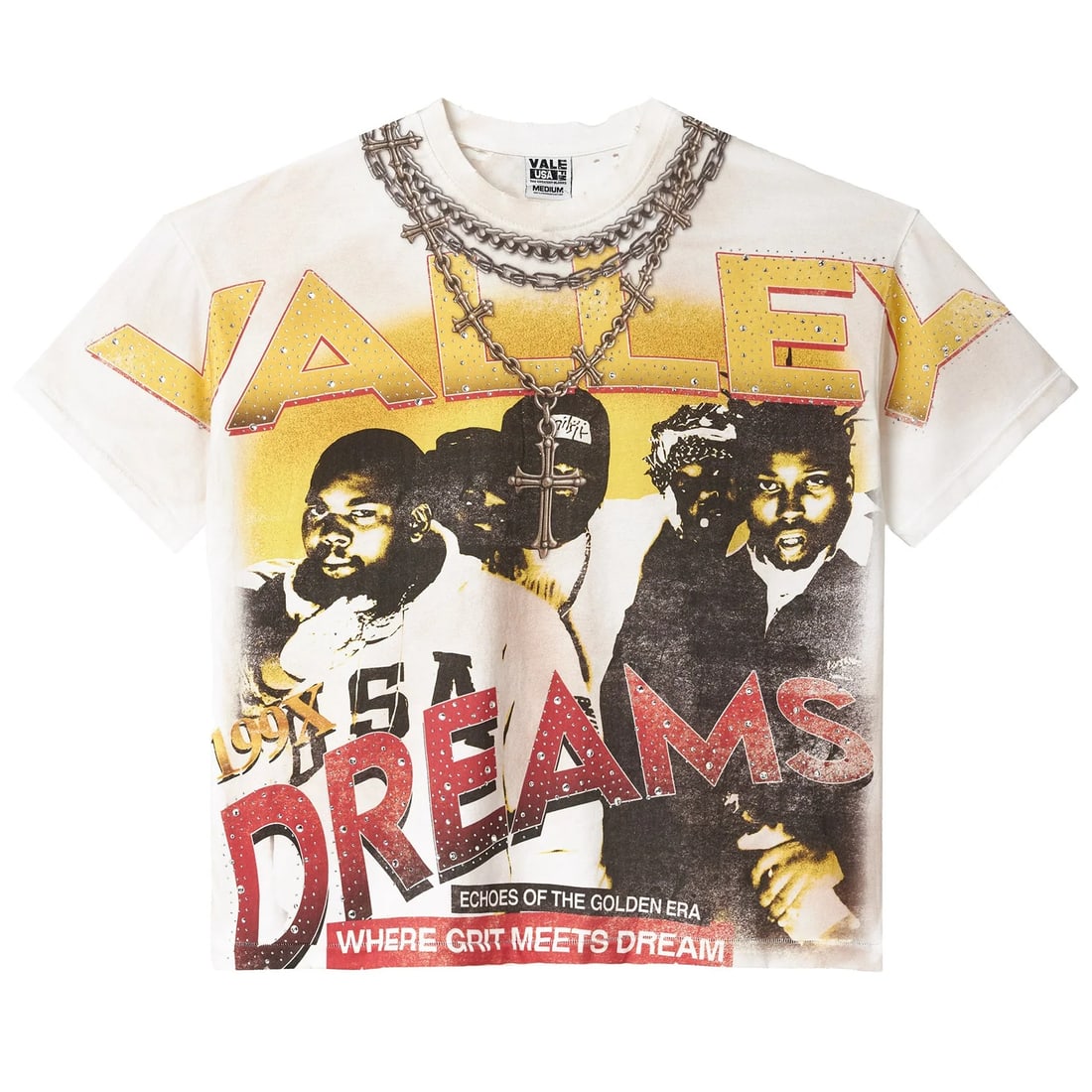 Sparkling Graphic White Cotton T Shirt by Vale Chambers XXL (1 of 2)