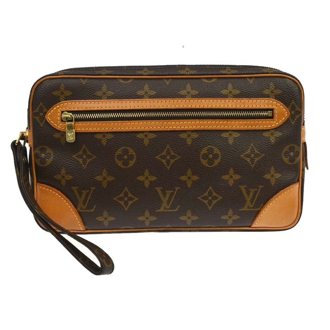 Louis Vuitton Marly Dragonne GM Monogram Leather Clutch Bag: Louis Vuitton Marly Dragonne GM Monogram Leather Clutch Bag This Louis Vuitton Marly Dragonne GM clutch bag features the classic monogram pattern on brown leather, complemented by a matching brown lin