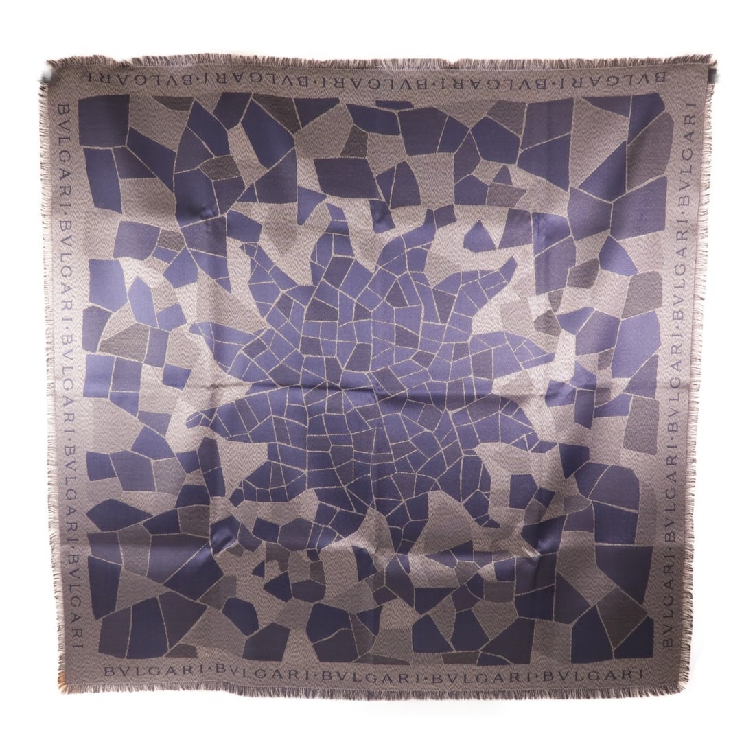 BVLGARI Navy Silk 90X90 Scarf: BVLGARI Navy Silk 90X90 Scarf This BVLGARI scarf is crafted from luxurious silk and features a sophisticated navy color. Designed for women, it is made in Italy and measures 90 x 90 cm, offering both 