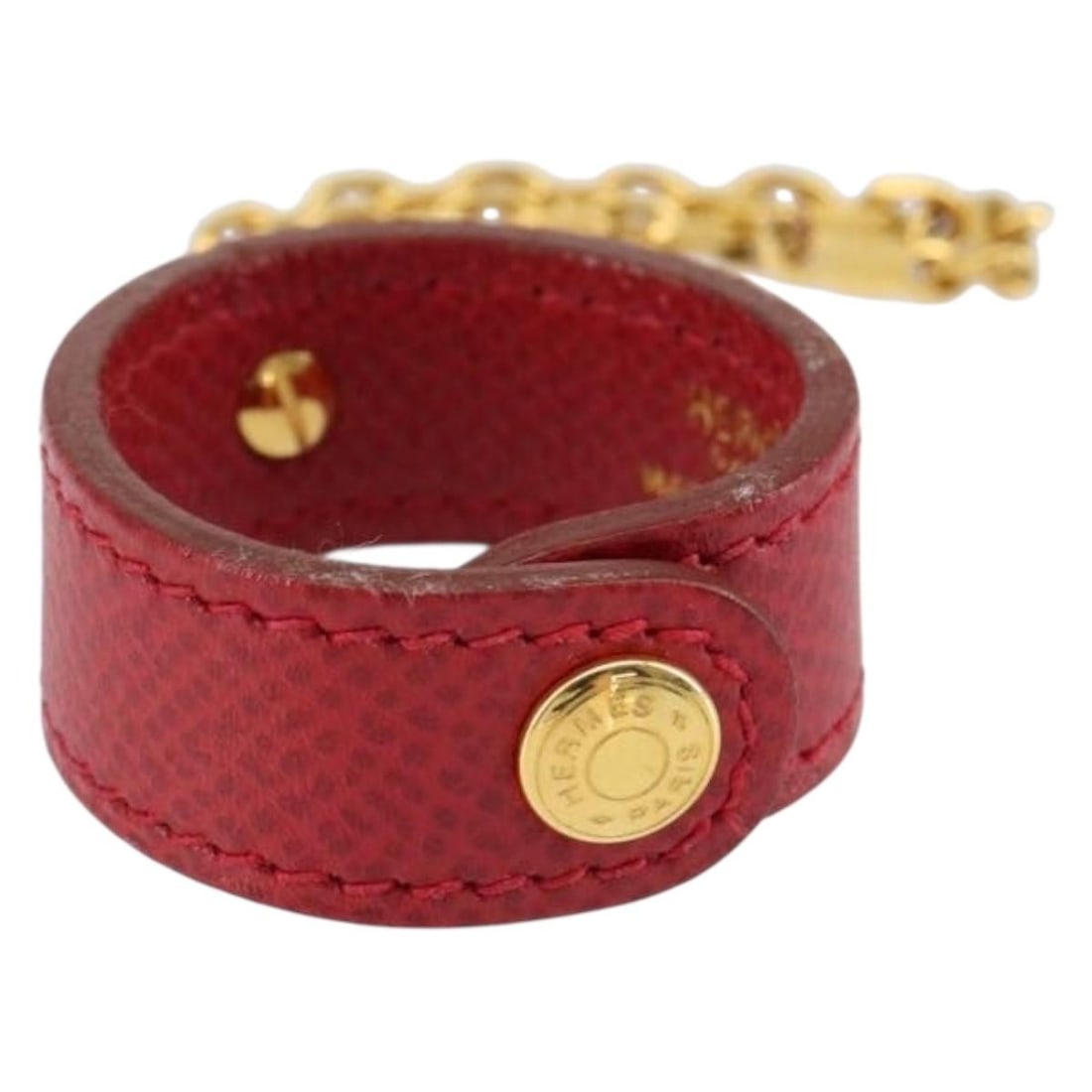HERMES Leather Glove Holder Charm Red Gold Authentic (1 of 9)
