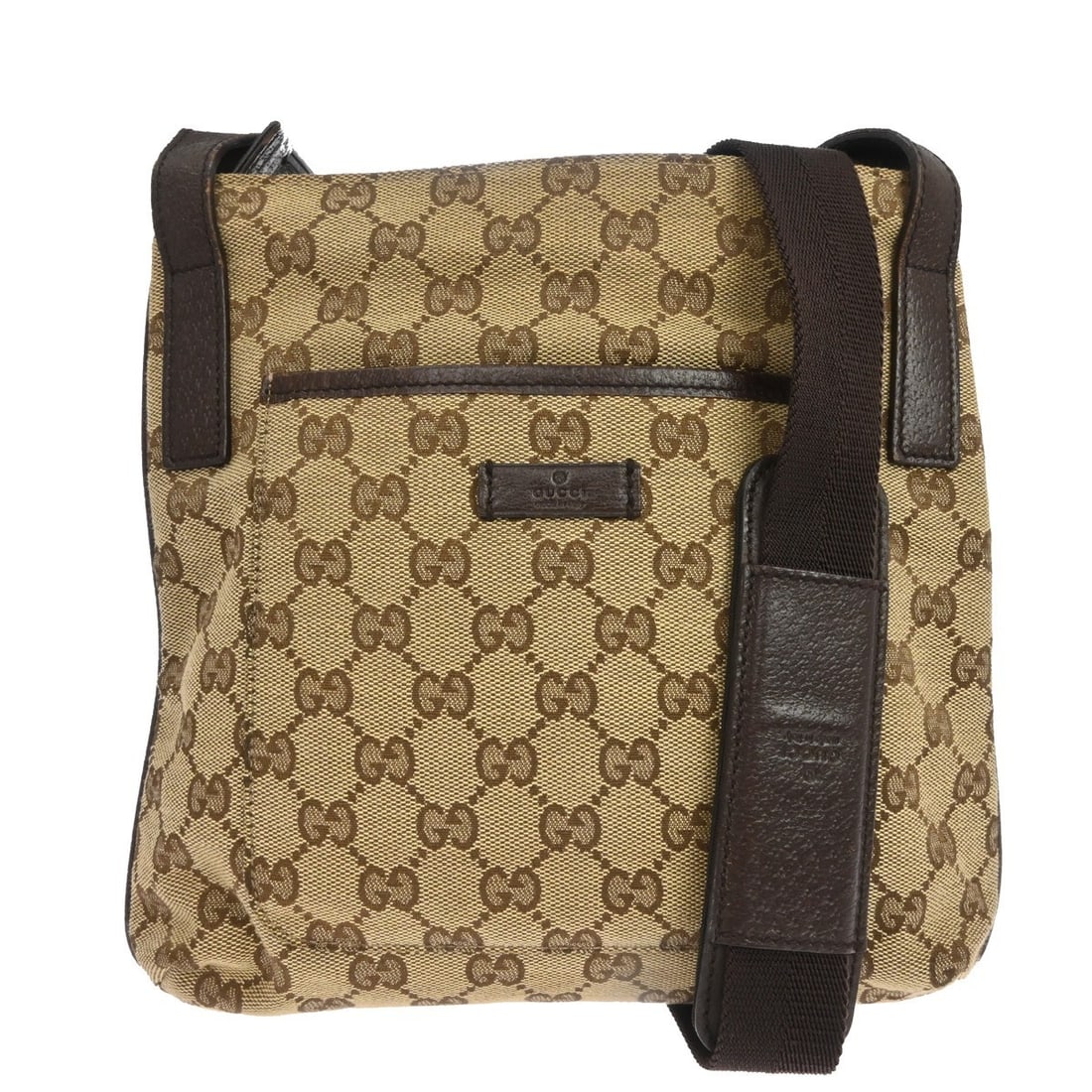 Gucci GG beige canvas leather shoulder bag vintage medium: Gucci GG beige canvas leather shoulder bag vintage medium This vintage Gucci GG shoulder bag features a beige canvas and leather exterior with the iconic GG pattern. The medium-sized bag is designed w