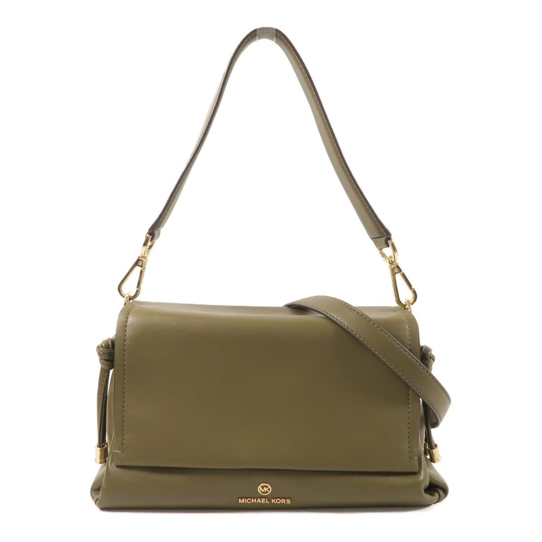 Michael Kors Green Calfskin 2 Way Shoulder Bag GHW: Michael Kors Green Calfskin 2 Way Shoulder Bag GHW This Michael Kors 2-way shoulder bag is crafted from green calfskin leather, offering both style and versatility. Designed for women, it features a r