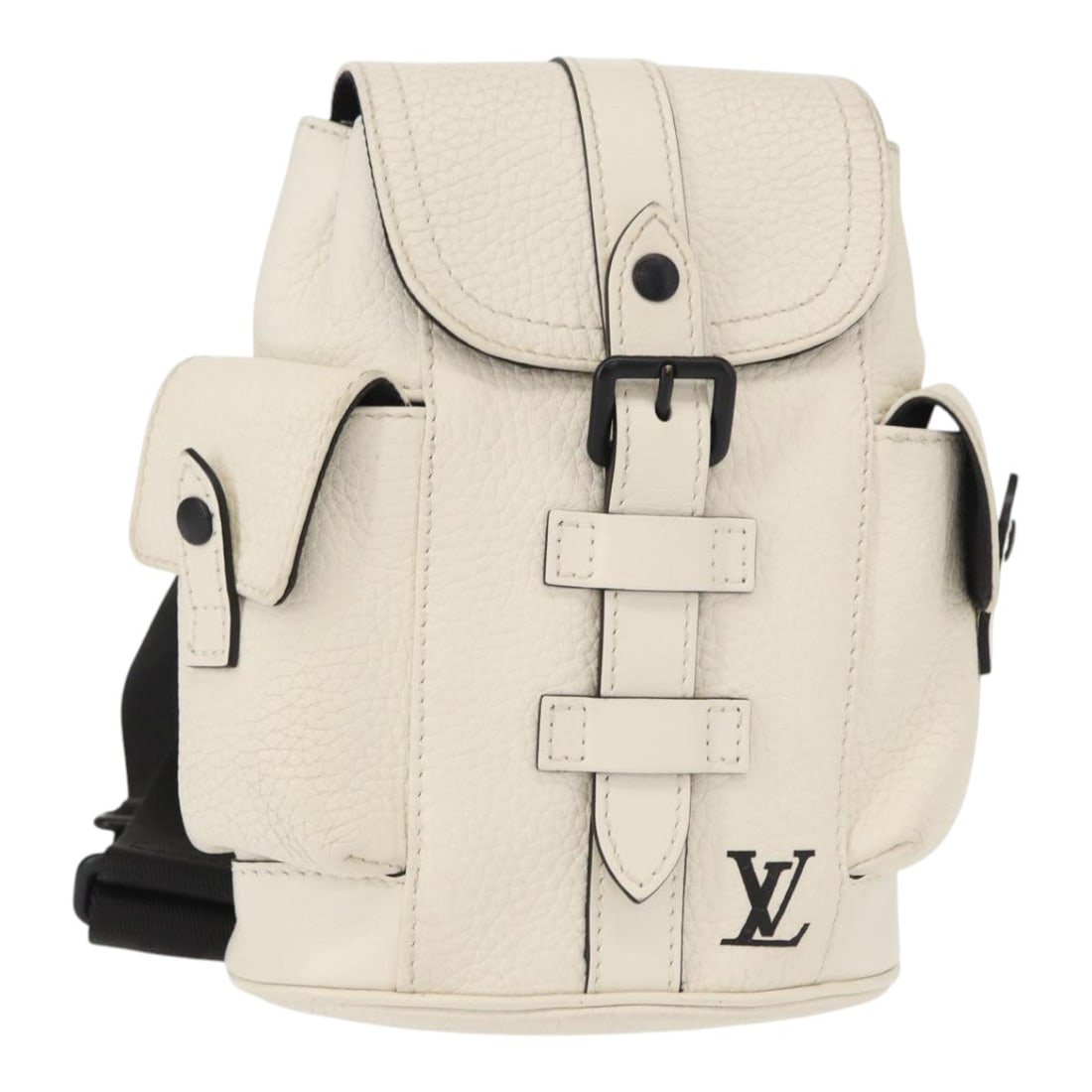 Louis Vuitton Taurillon Leather Christopher XS Backpack White 15cm by 18cm: Louis Vuitton Taurillon Leather Christopher XS Backpack White 15cm by 18cm This Louis Vuitton Christopher Backpack in Taurillon leather features a compact, unisex design in white. The pre-owned bag is