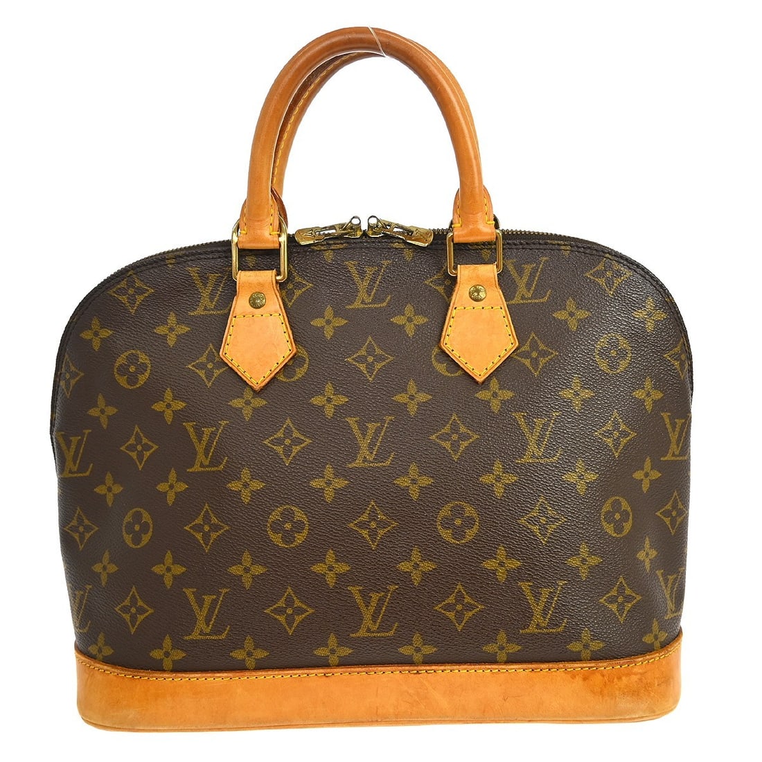 Louis Vuitton Alma Monogram Canvas Zip Handbag: Louis Vuitton Alma Monogram Canvas Zip Handbag This Louis Vuitton Alma handbag features the iconic monogram canvas exterior with beige double handles and a zip closure. Designed in a medium size, the 