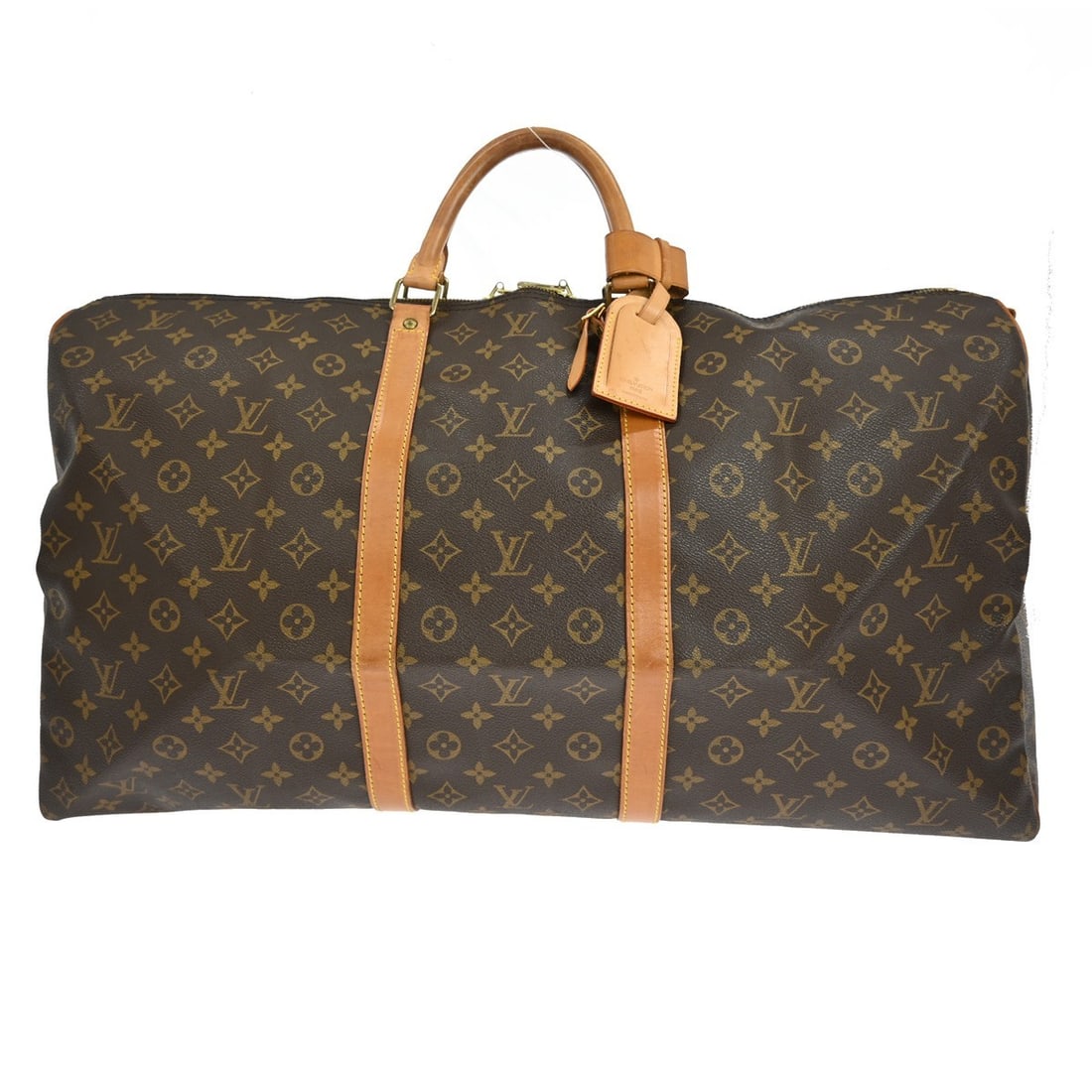 Louis Vuitton Keepall Bandouliere 60 Monogram Duffle Bag: Louis Vuitton Keepall Bandouliere 60 Monogram Duffle Bag This Louis Vuitton Keepall Bandouliere 60 is a vintage, extra large duffle bag crafted from the iconic Monogram canvas leather in brown. Design