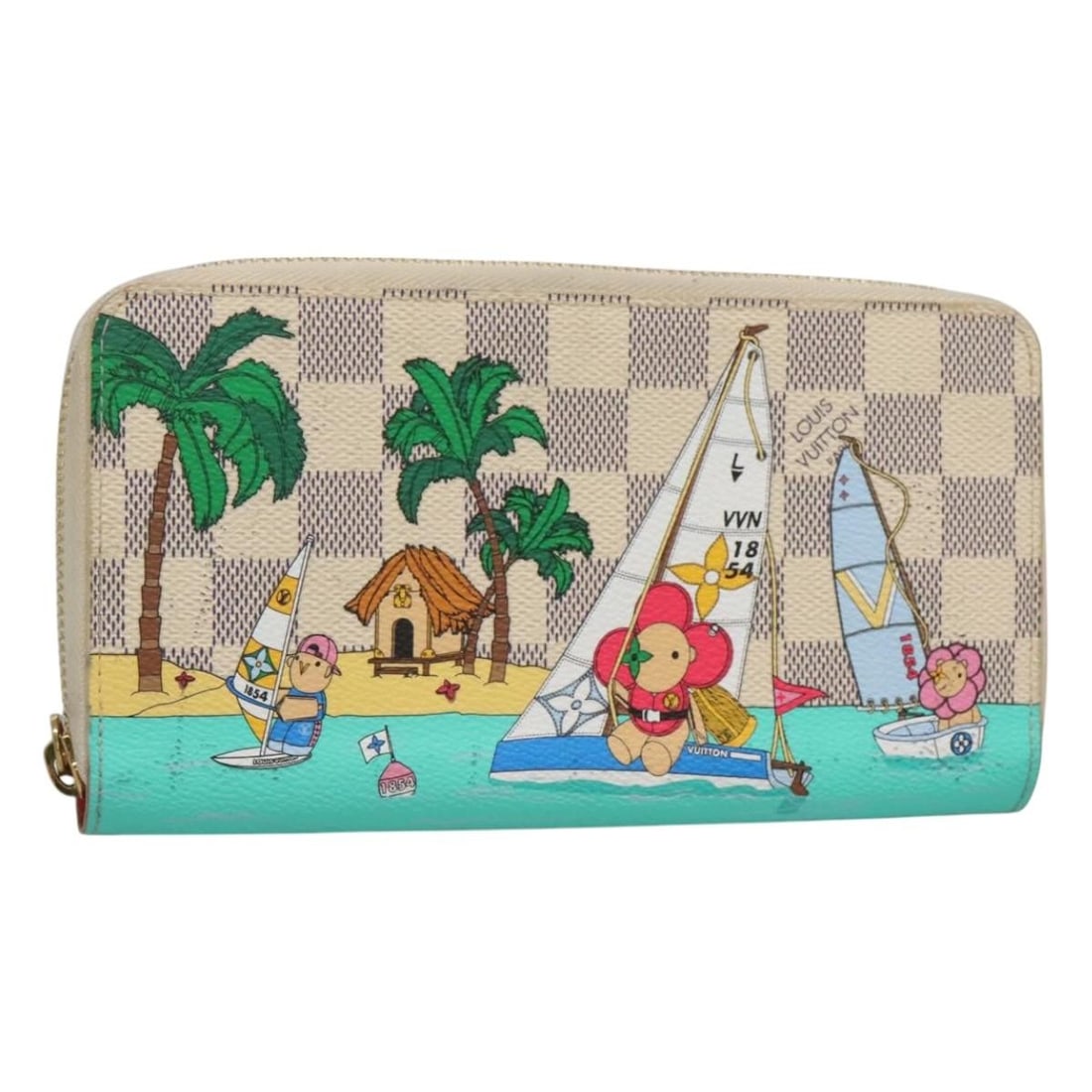 Louis Vuitton Damier Azur Vivienne Zip Wallet: Louis Vuitton Damier Azur Vivienne Zip Wallet This Louis Vuitton Porte-Monnaie Zippy Wallet features the iconic Damier Azur canvas in white. Designed for women, it is crafted from durable canvas and m