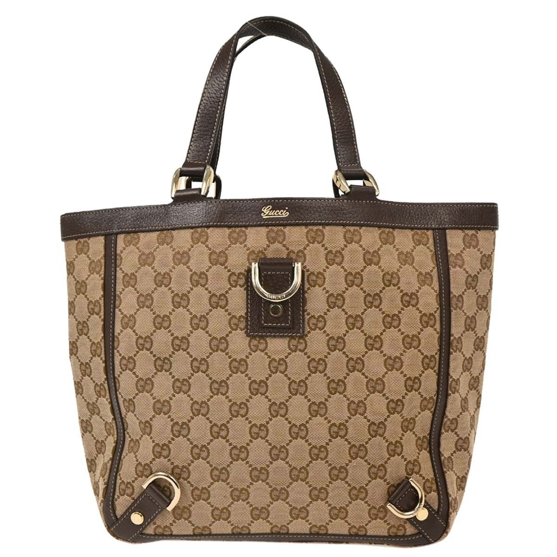 Gucci Abbey GG Canvas Leather Tote Handbag Beige: Gucci Abbey GG Canvas Leather Tote Handbag Beige This Gucci Abbey D Ring Tote Handbag features the iconic GG monogram canvas in beige with leather accents. Made in Italy, this large tote combines eleg