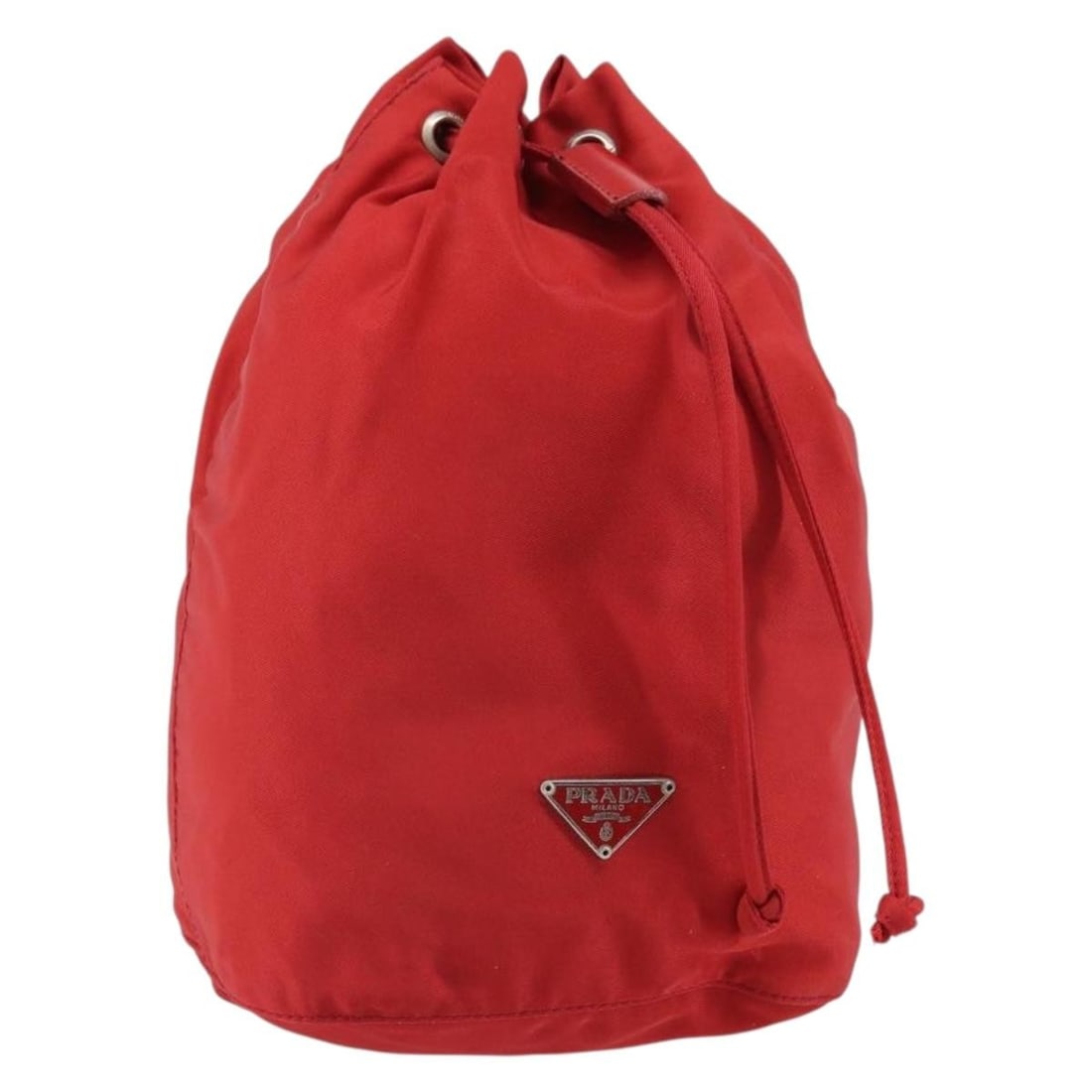 Red Nylon Pouch for Women by Prada Silver Accents: Red Nylon Pouch for Women by Prada Silver Accents This Prada pouch features a red nylon exterior with silver-tone accents. Designed for women, it offers a compact and practical style made in Italy. Th