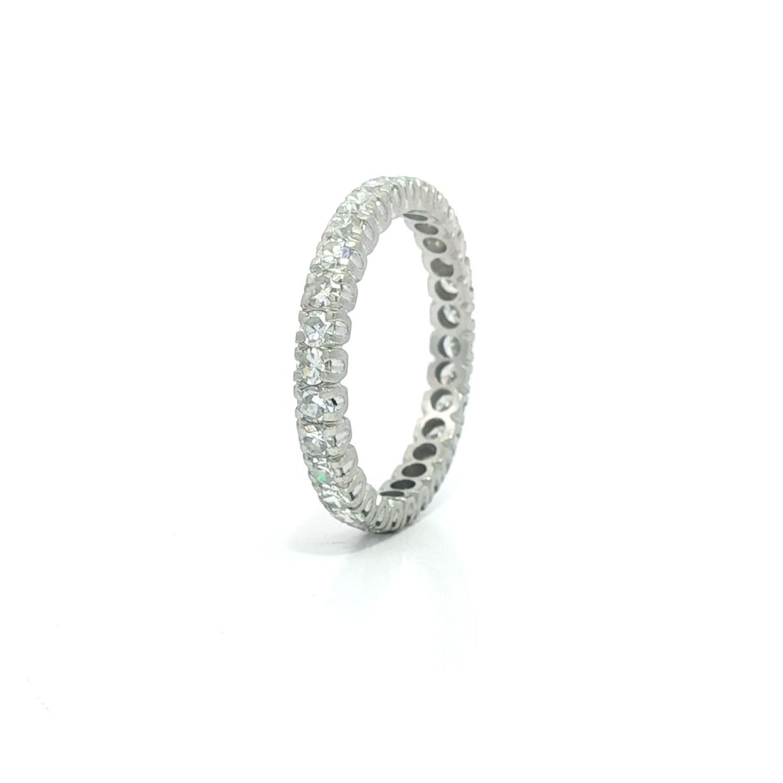 Antique Platinum 1.0ctw Old Cut Pave Diamond Eternity Band Ring (1 of 8)