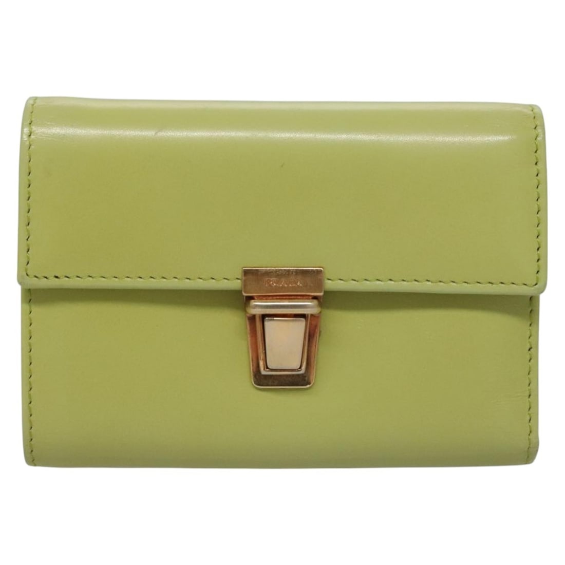 Prada Green Leather Wallet Unisex 11cm x 8cm: Prada Green Leather Wallet Unisex 11cm x 8cm This Prada wallet features a sleek green leather exterior and is designed for unisex use. Crafted in Italy, it offers a compact and functional design, with
