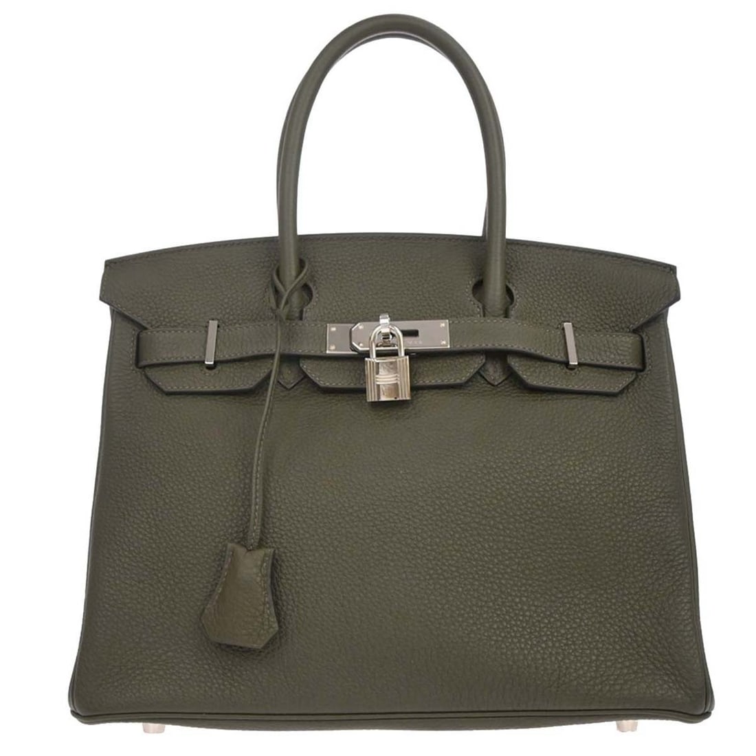 Hermes Birkin 30 Vert de Gris Togo Top Handle Bag: Hermes Birkin 30 Vert de Gris Togo Top Handle Bag This Hermes Birkin 30 handbag features a Vert de Gris exterior crafted from Togo leather and is accented with a lock. Designed with double handles and