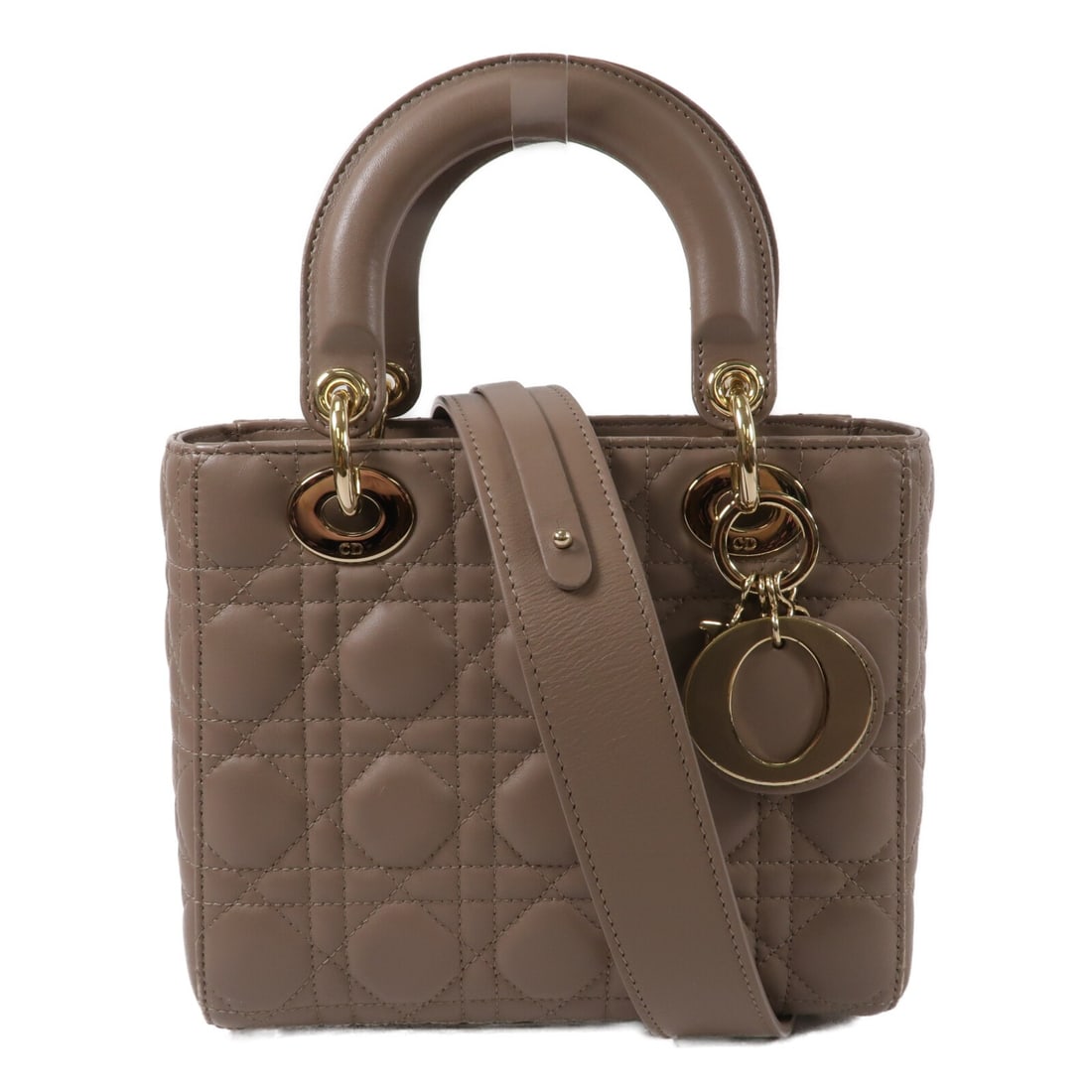 Dior Lady Dior Brown Lambskin 2Way Shoulder Bag GHW: Dior Lady Dior Brown Lambskin 2Way Shoulder Bag GHW This Christian Dior Lady Dior Small 2Way Shoulder Bag features a classic brown lambskin exterior and gold-tone hardware. Designed for versatility, i