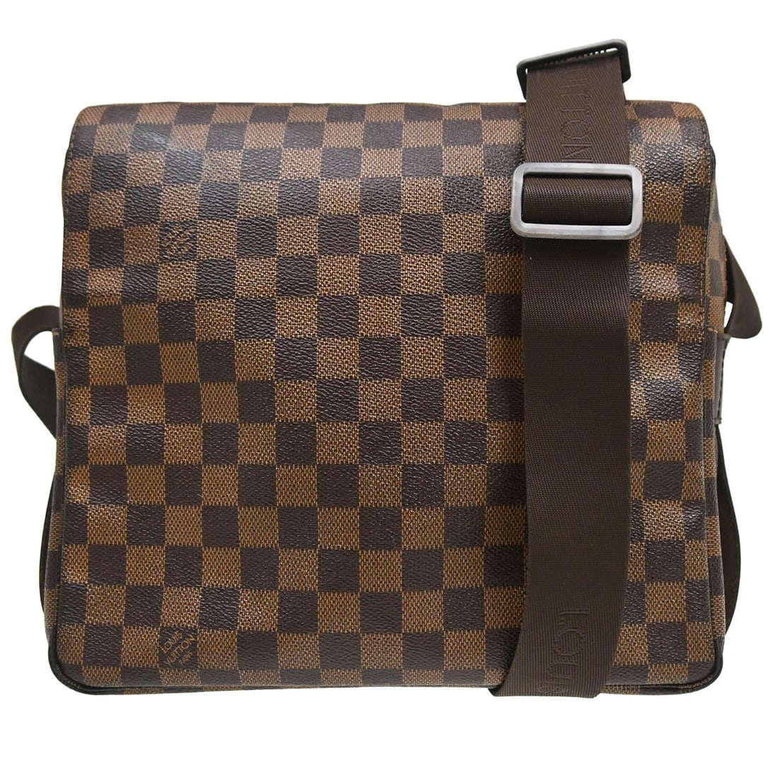 Louis Vuitton Naviglio Damier Brown Canvas Shoulder Bag: Louis Vuitton Naviglio Damier Brown Canvas Shoulder Bag This Louis Vuitton Damier Naviglio shoulder bag features the iconic check pattern and is crafted from durable canvas with Alcantara lining. The 