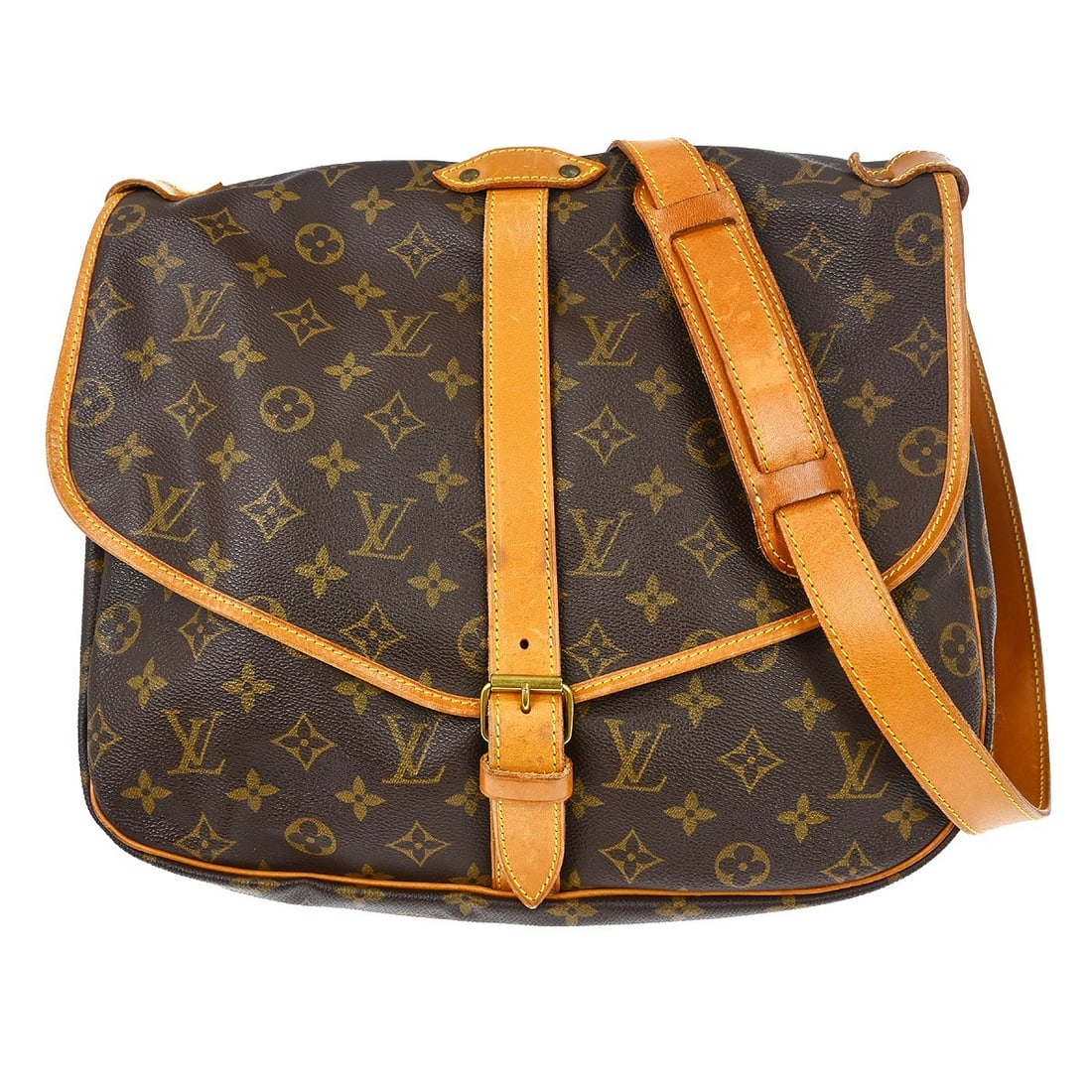 Louis Vuitton Saumur Monogram Canvas Brown Handbag: Louis Vuitton Saumur Monogram Canvas Brown Handbag This Louis Vuitton Saumur handbag features the brand's signature monogram canvas in brown. Designed for women, it is made in France and offers a spac
