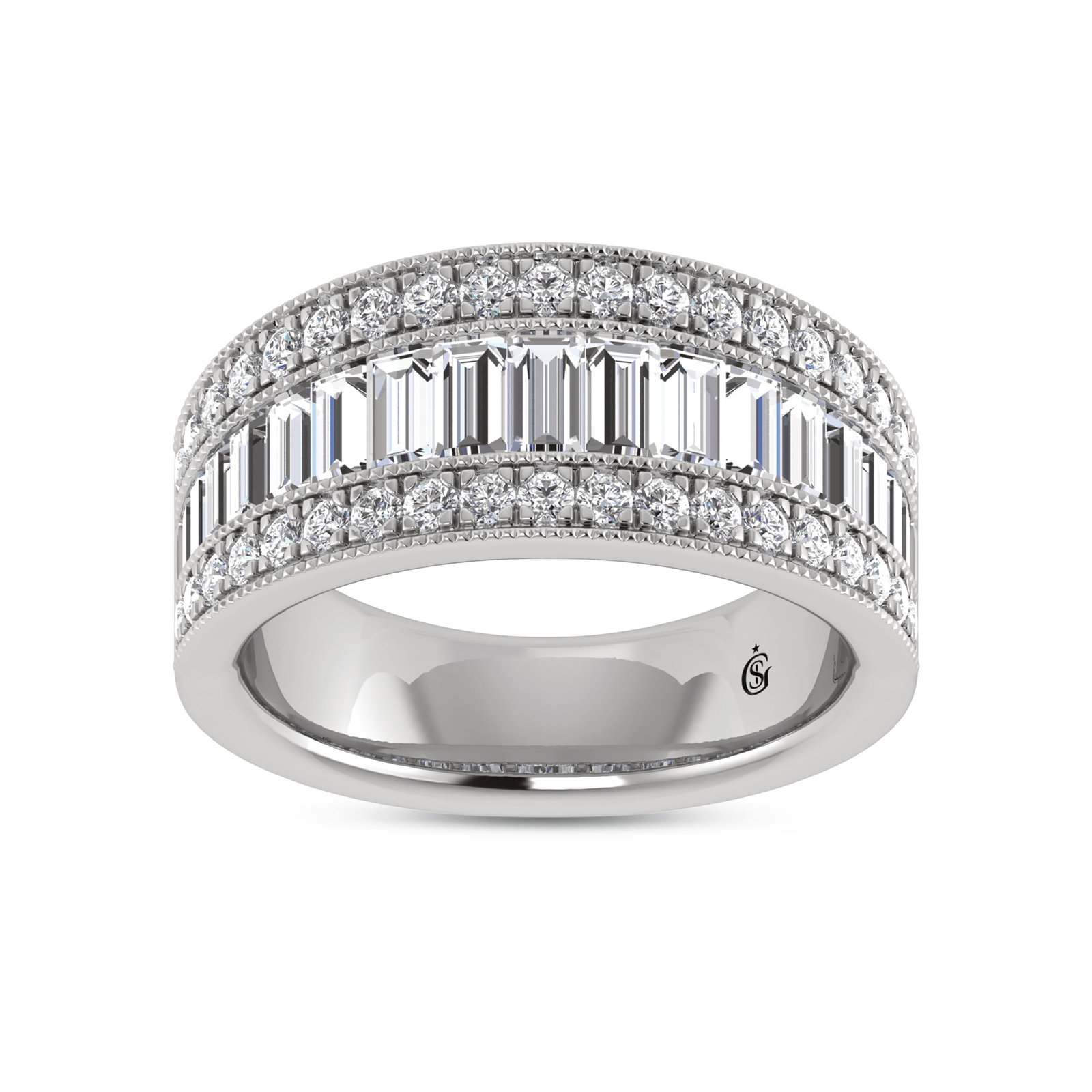 14K White Gold Lab Grown Diamond 1 3/8 Ct.Tw. Ladies Band: 14K White Gold Lab Grown Diamond 1 3/8 Ct.Tw. Ladies Band This graceful ladies band in 14K white gold sparkles with 1 3/8 Ct.Tw. of lab grown diamonds, offering refined beauty. 14k White Gold Stone Co