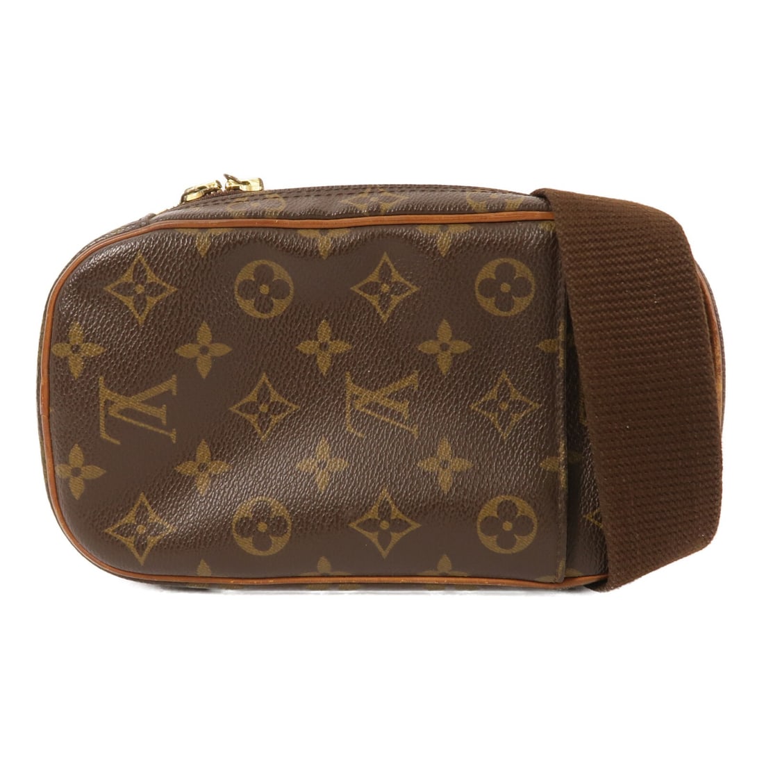 Louis Vuitton Pochette Gange Monogram Waist Bag M51870 GHW: Louis Vuitton Pochette Gange Monogram Waist Bag M51870 GHW This Louis Vuitton Pochette Gange is a versatile waist or body bag crafted from brown monogram PVC coated canvas. Designed for women, it feat