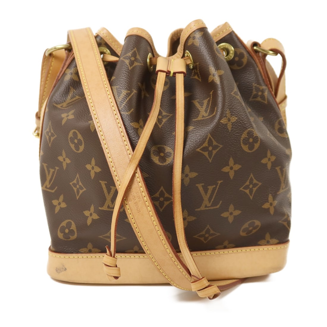 Louis Vuitton Noe BB Monogram Brown Shoulder Bag PVC Canvas M40817: Louis Vuitton Noe BB Monogram Brown Shoulder Bag PVC Canvas M40817 This Louis Vuitton Noe BB shoulder bag features the iconic monogram pattern in brown PVC coated canvas. The bag is designed with a cl