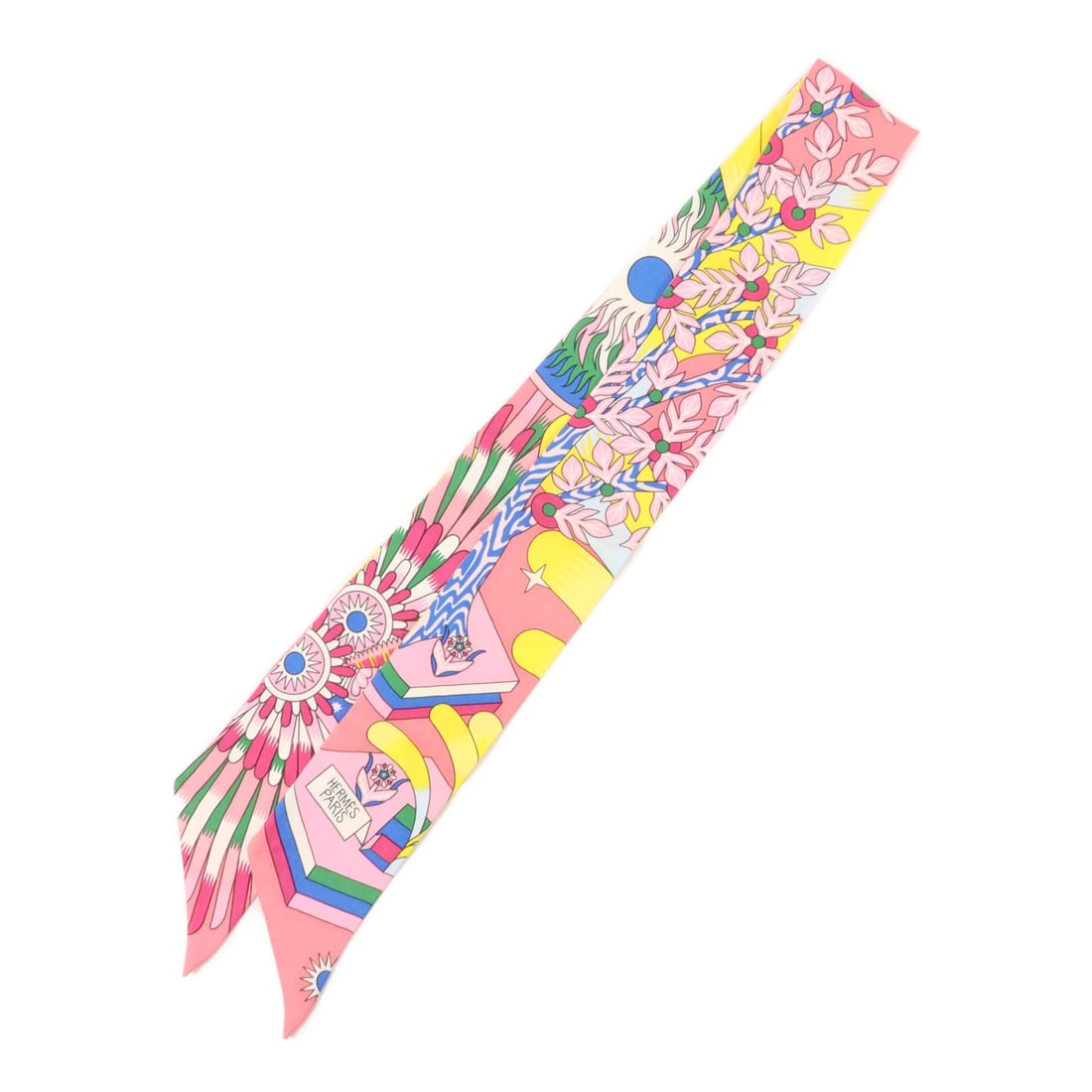 Hermes silk Twilly multicolor scarf: Hermes silk Twilly multicolor scarf This Hermes Twilly scarf is crafted from luxurious silk and features a vibrant multicolor design. Designed for women, it offers a versatile accessory option suitabl