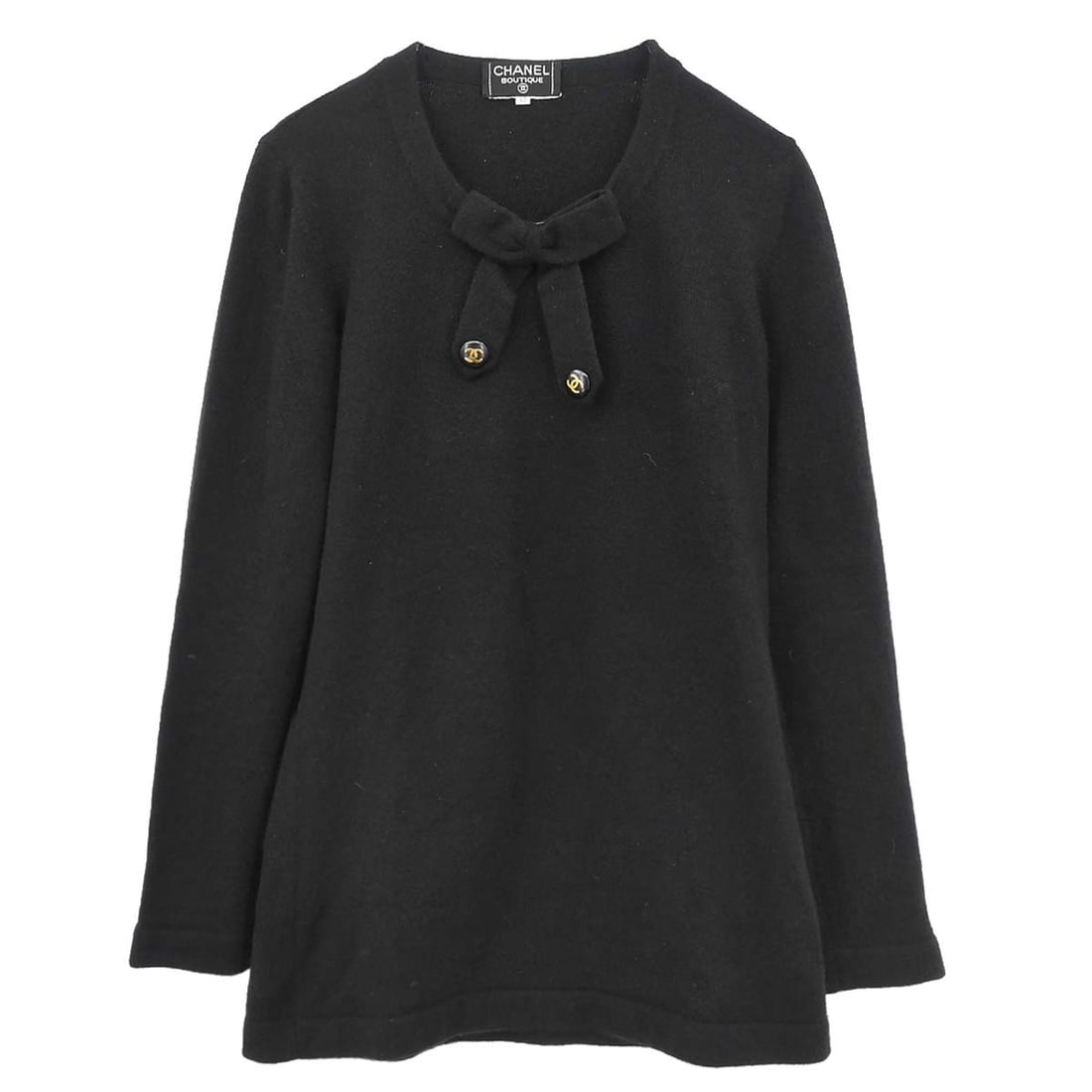 CHANEL Black Knit Women s Long Sleeve Top Size 40 (1 of 15)