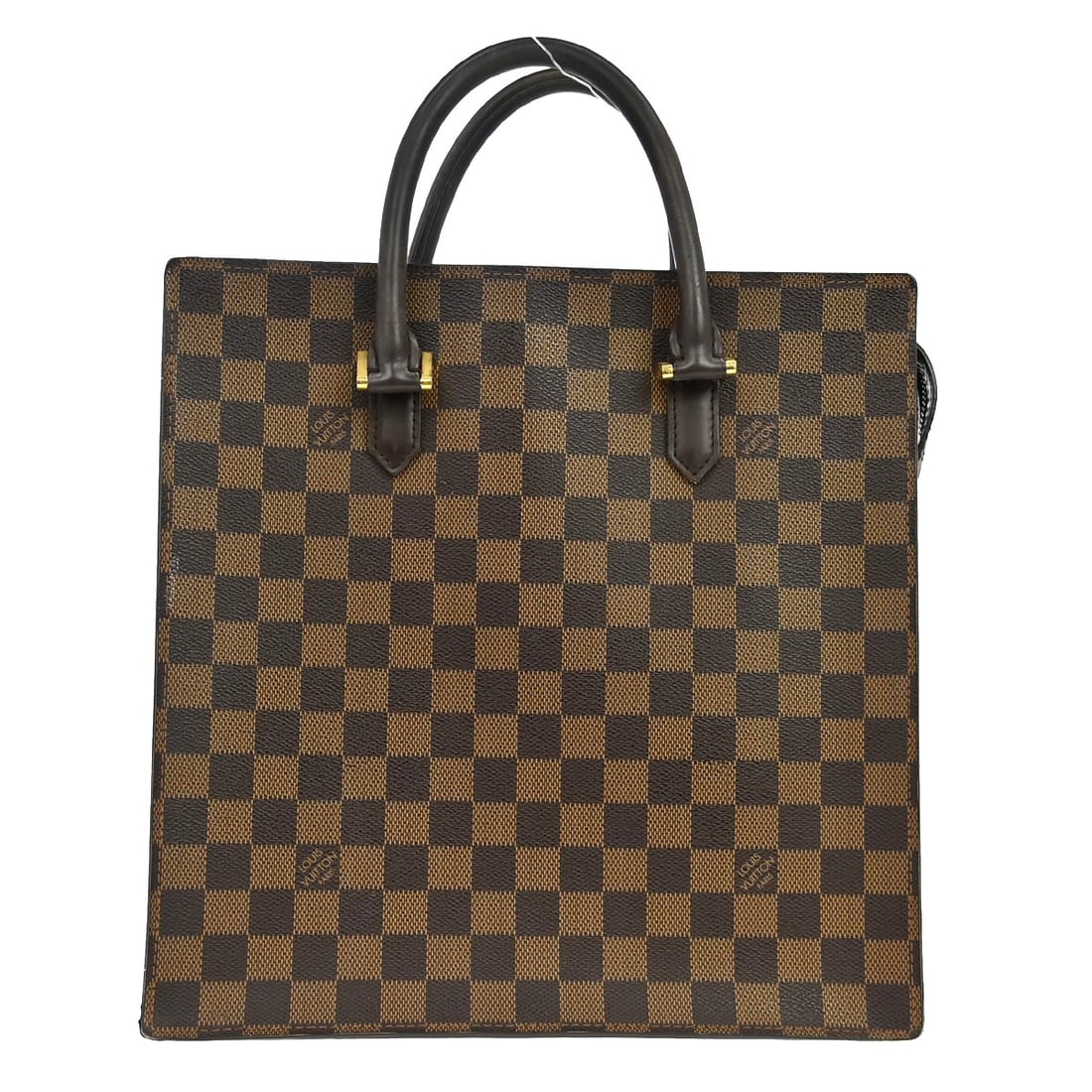 Louis Vuitton Damier Venice Sac Plat Canvas Tote: Louis Vuitton Damier Venice Sac Plat Canvas Tote This Louis Vuitton Venice Sac Plat Bag features the signature Damier canvas in brown with leather trim. Designed for women, the bag offers a structured